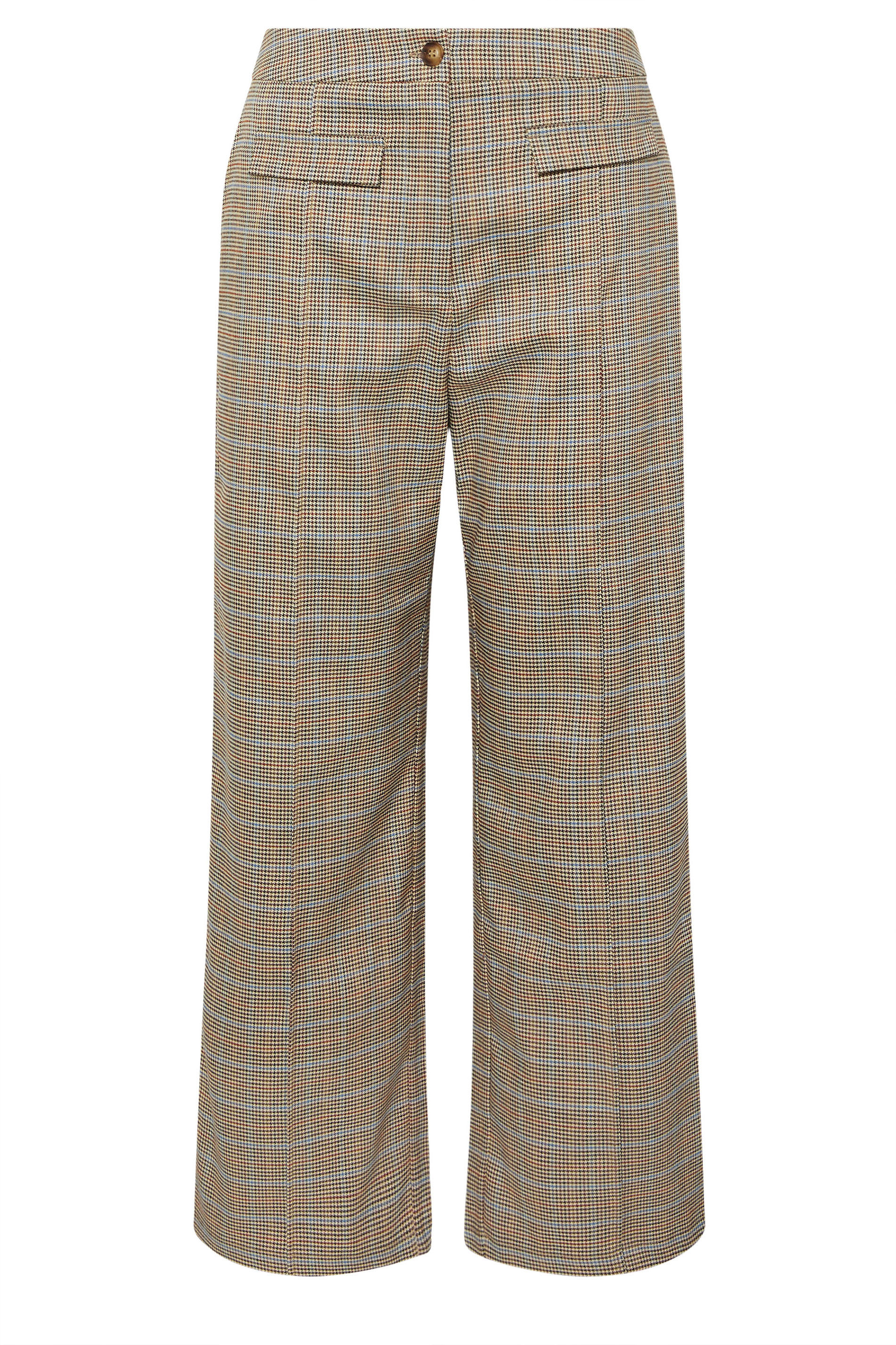 PixieGirl Petite Women's Brown Check Pocket Front Wide Leg Trouser | PixieGirl 6