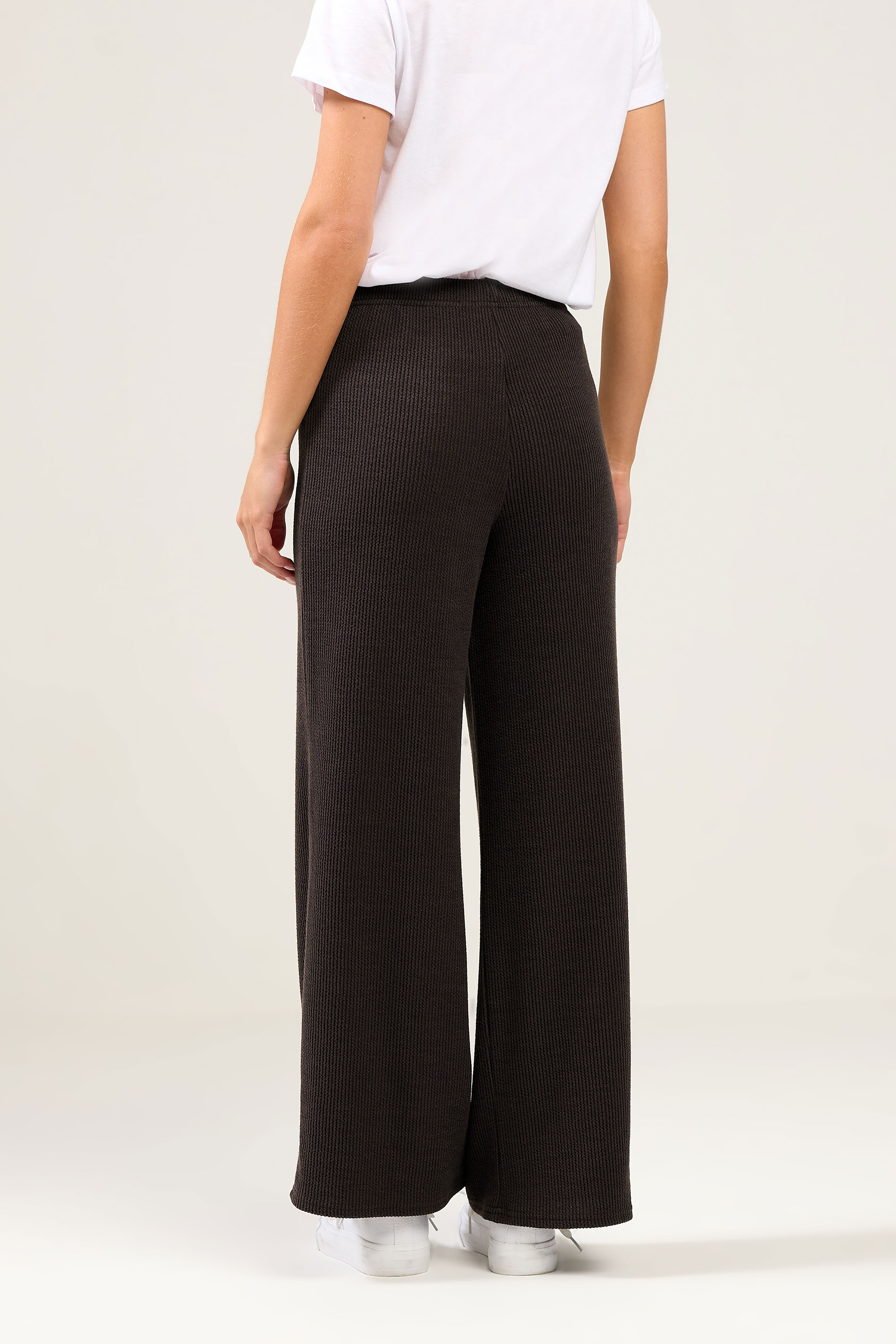 M&Co Petite Brown Ribbed Wide Leg Trousers | M&Co  2