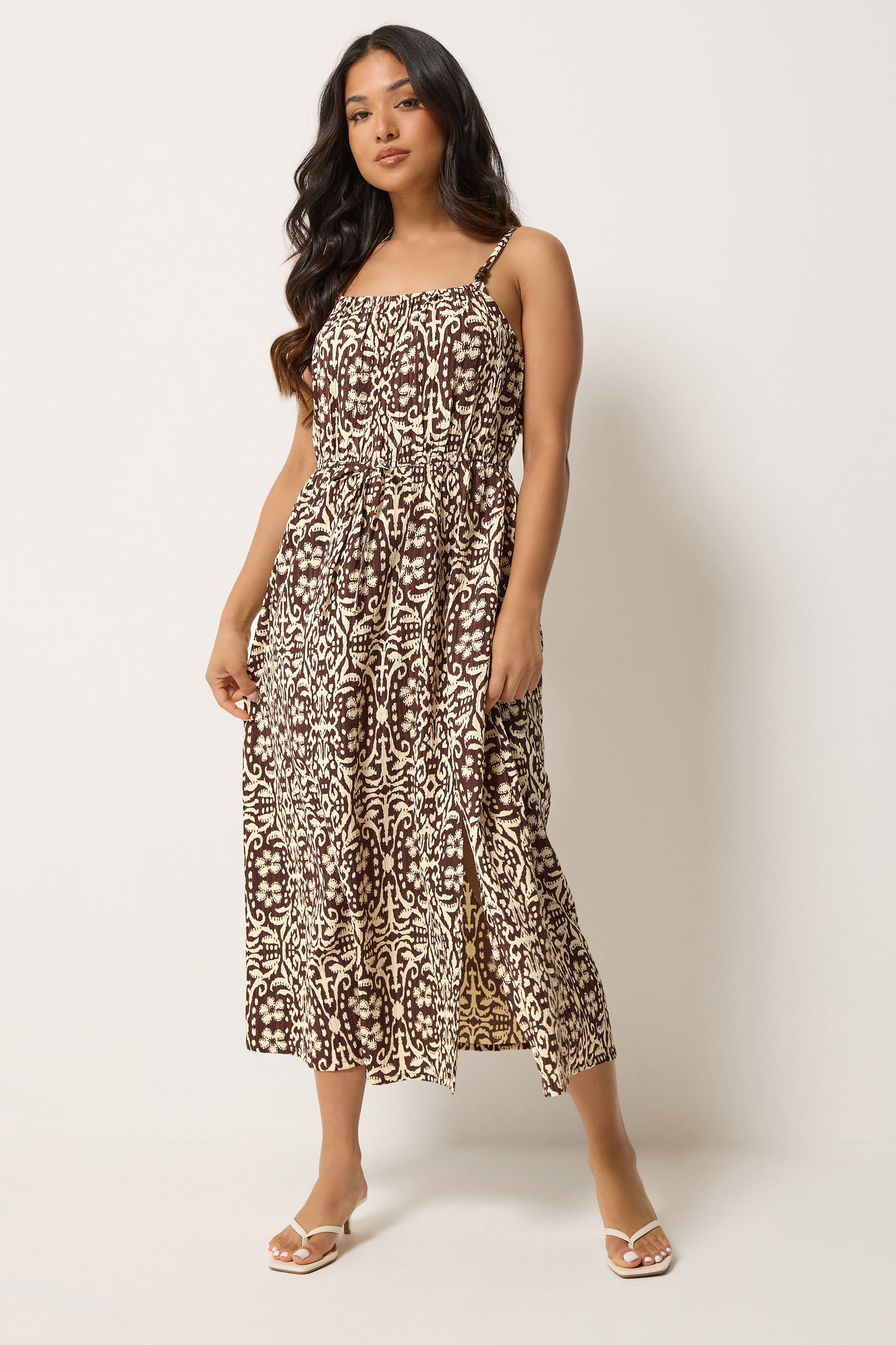 Pixiegirl Women's Brown Petite Tile Print Midi Dress Size 18