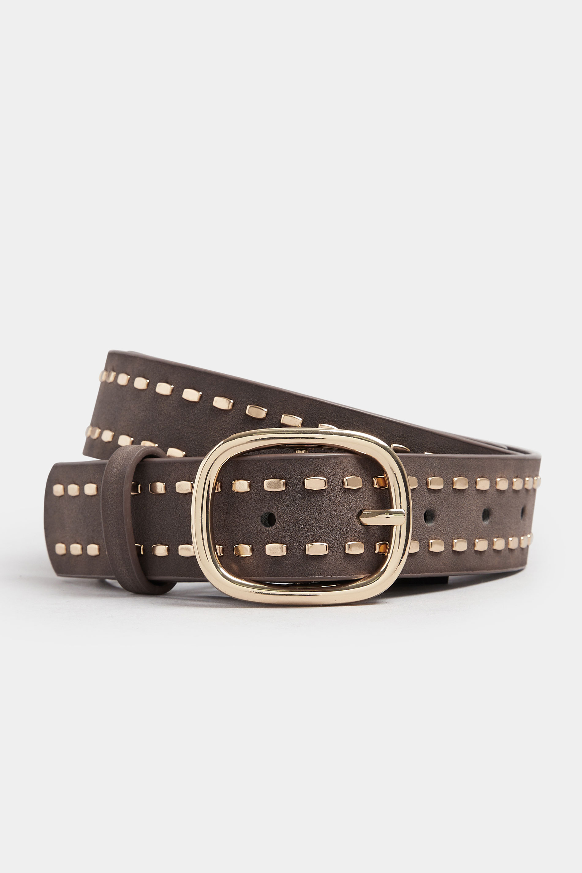 Brown Faux Suede Stitch Detail Belt | Yours Clothing 2