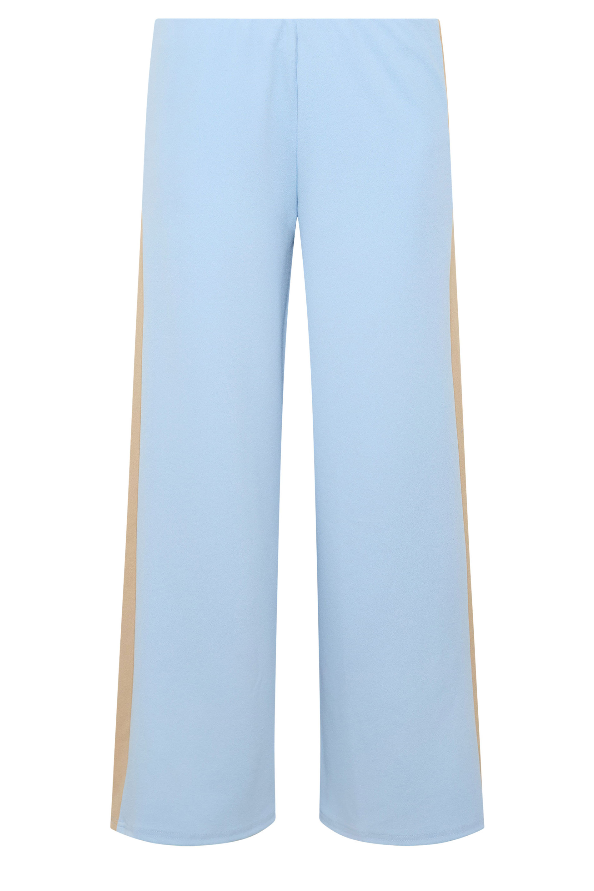 PixieGirl Petite Women's Light Blue Side Stripe Scuba Wide Leg Trousers | PixieGirl 5