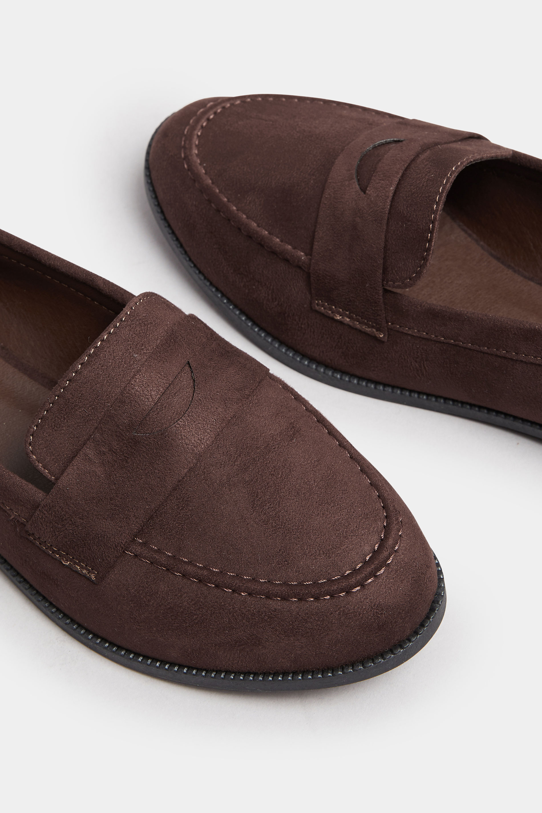 Chocolate Brown Suede Loafers In Wide E Fit | Yours Clothing 5