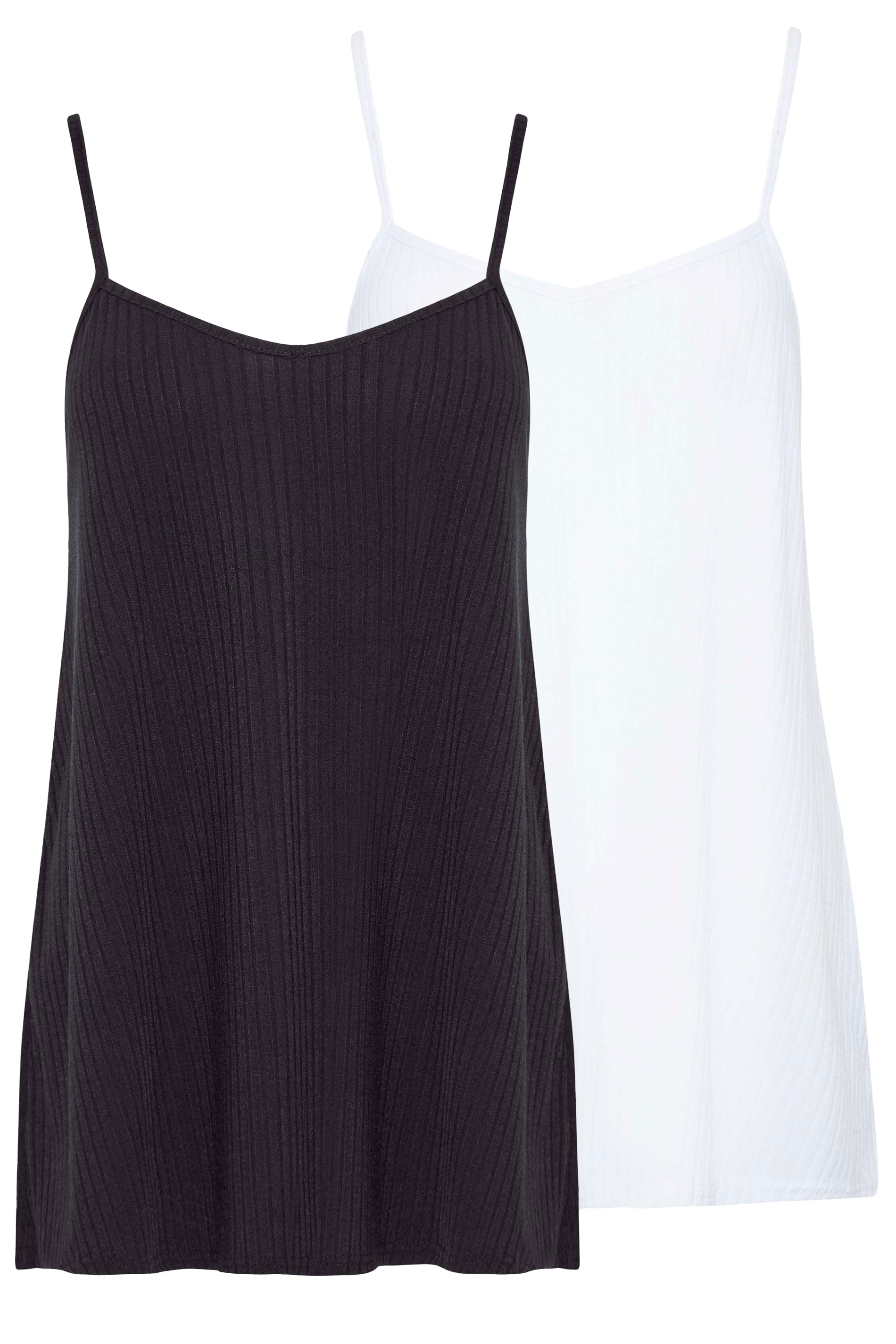 PixieGirl 2 PACK Petite Women's Black & White Ribbed Swing Vest Tops | PixieGirl 6