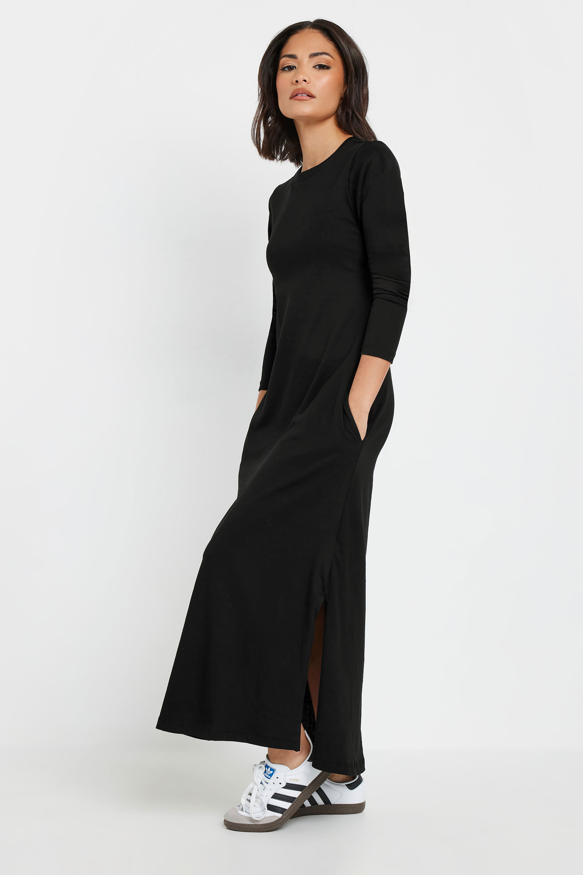 PixieGirl Petite Women's Black Jersey Long Sleeve T-Shirt Dress | PixieGirl 4