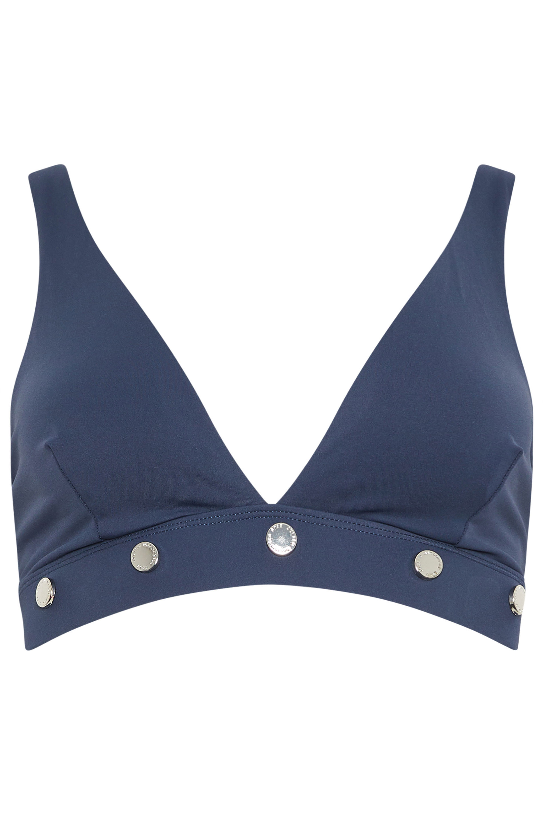 STAR Navy Blue Popper Detail Plunge Bikini Top | StarByJM 6