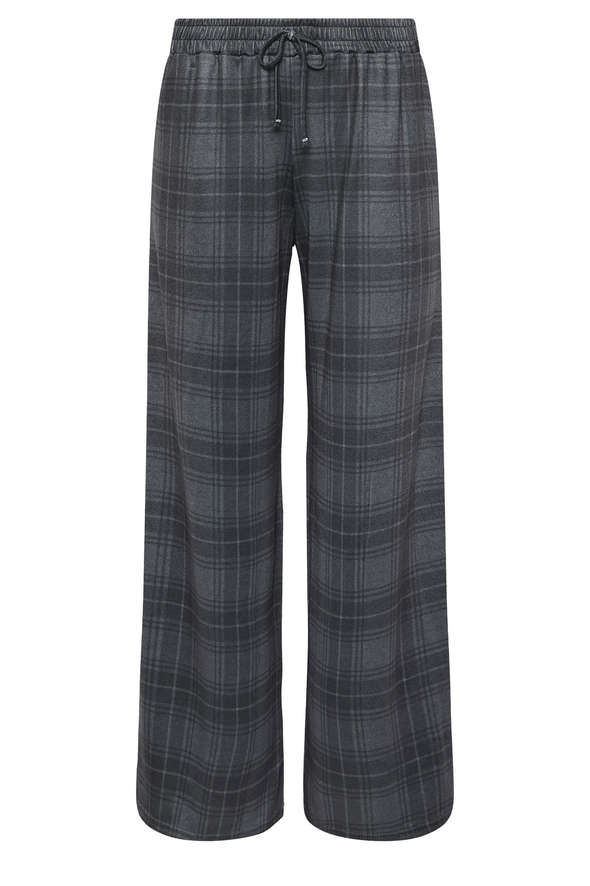 PixieGirl Petite Women's Grey Check Brushed Wide Leg Trousers | PixieGirl 5