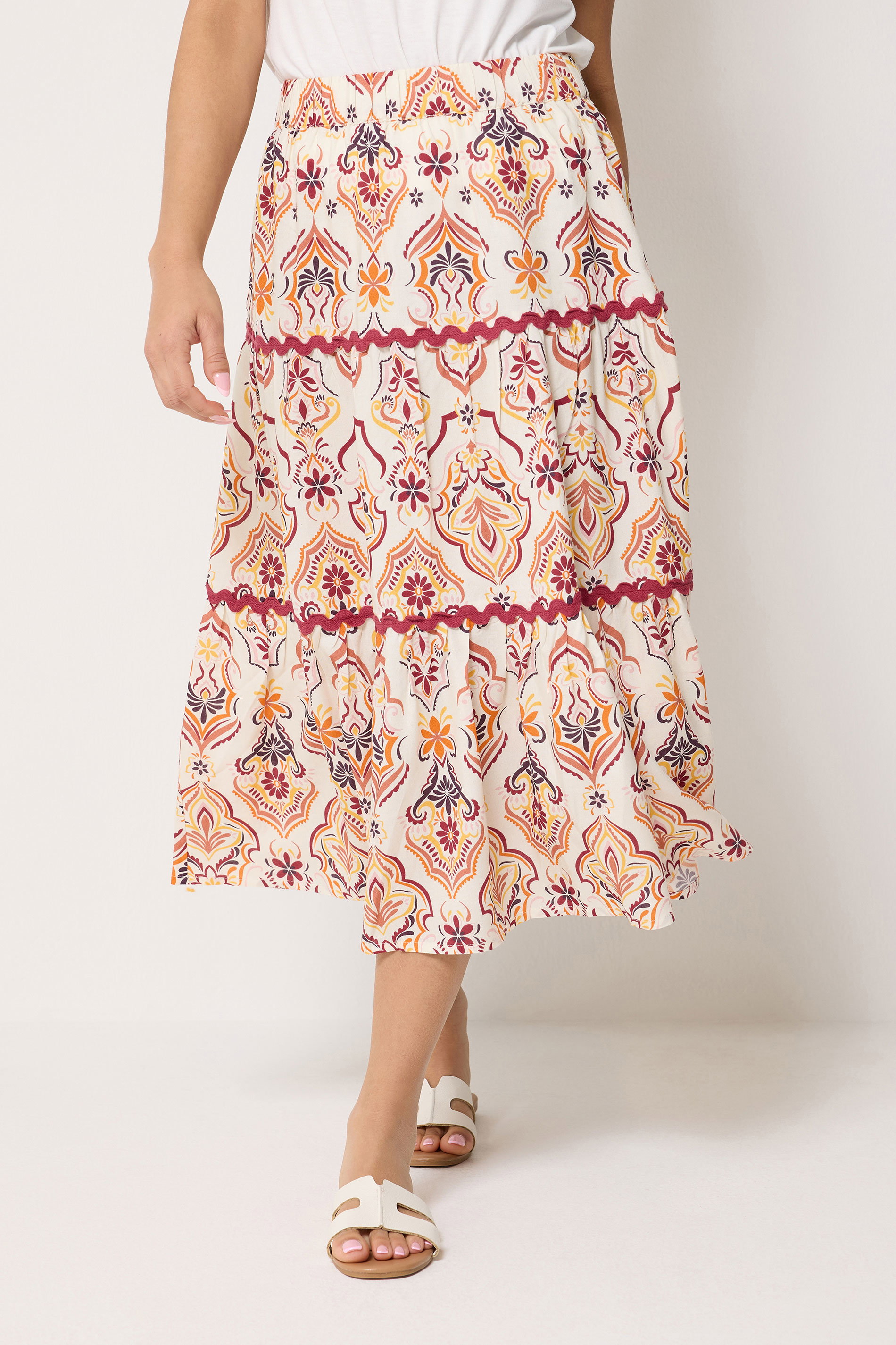 M&Co Petite Orange Abstract Print Maxi Skirt | M&Co 1
