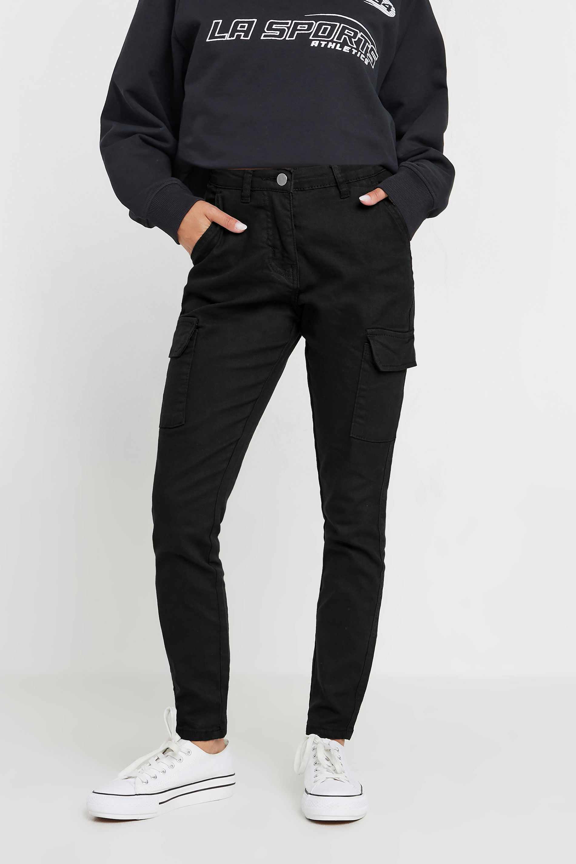 Petite Black Cargo Skinny Jeans | PixieGirl 2