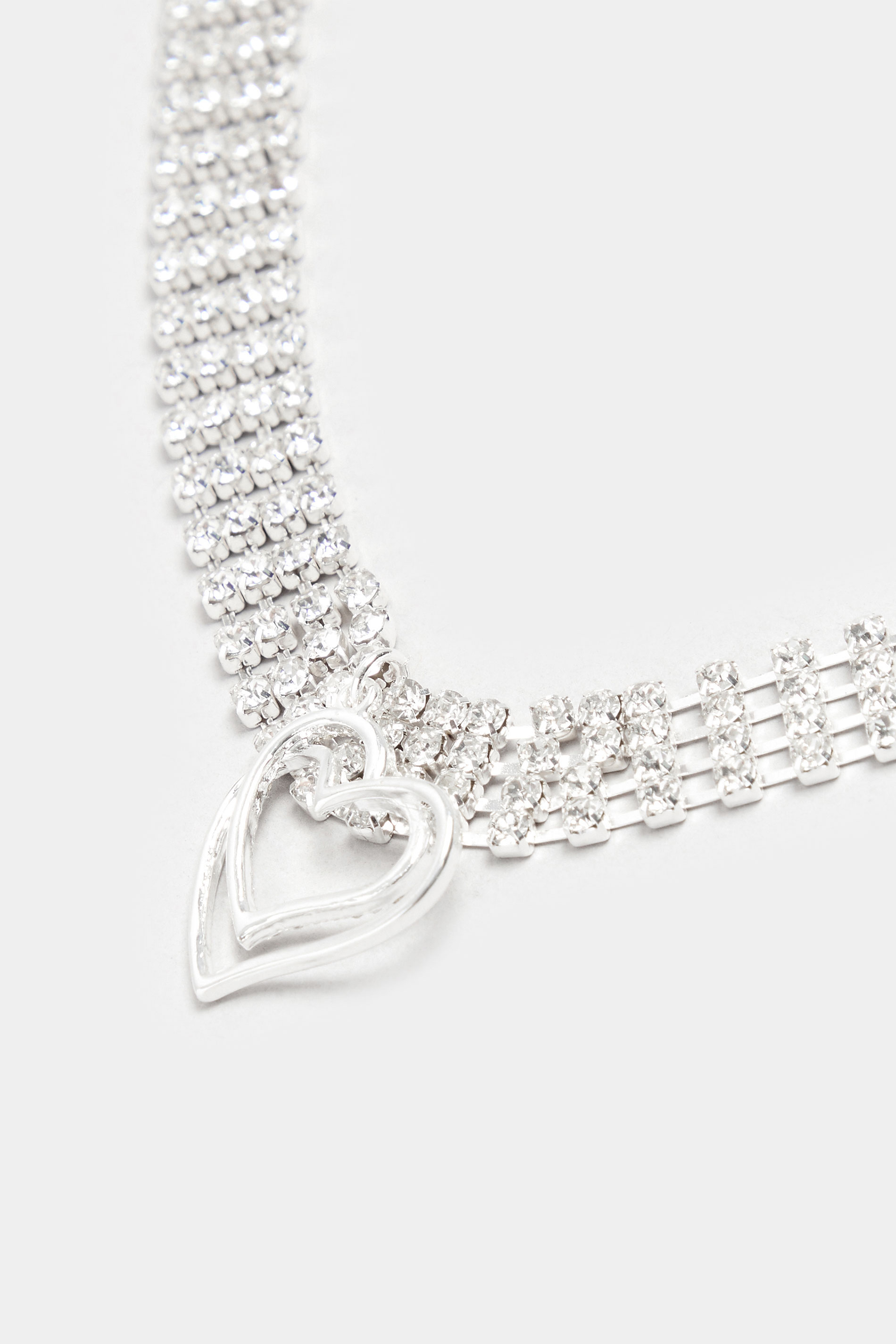 Silver Tone Diamante Heart Pendant Choker | Yours Clothing  3