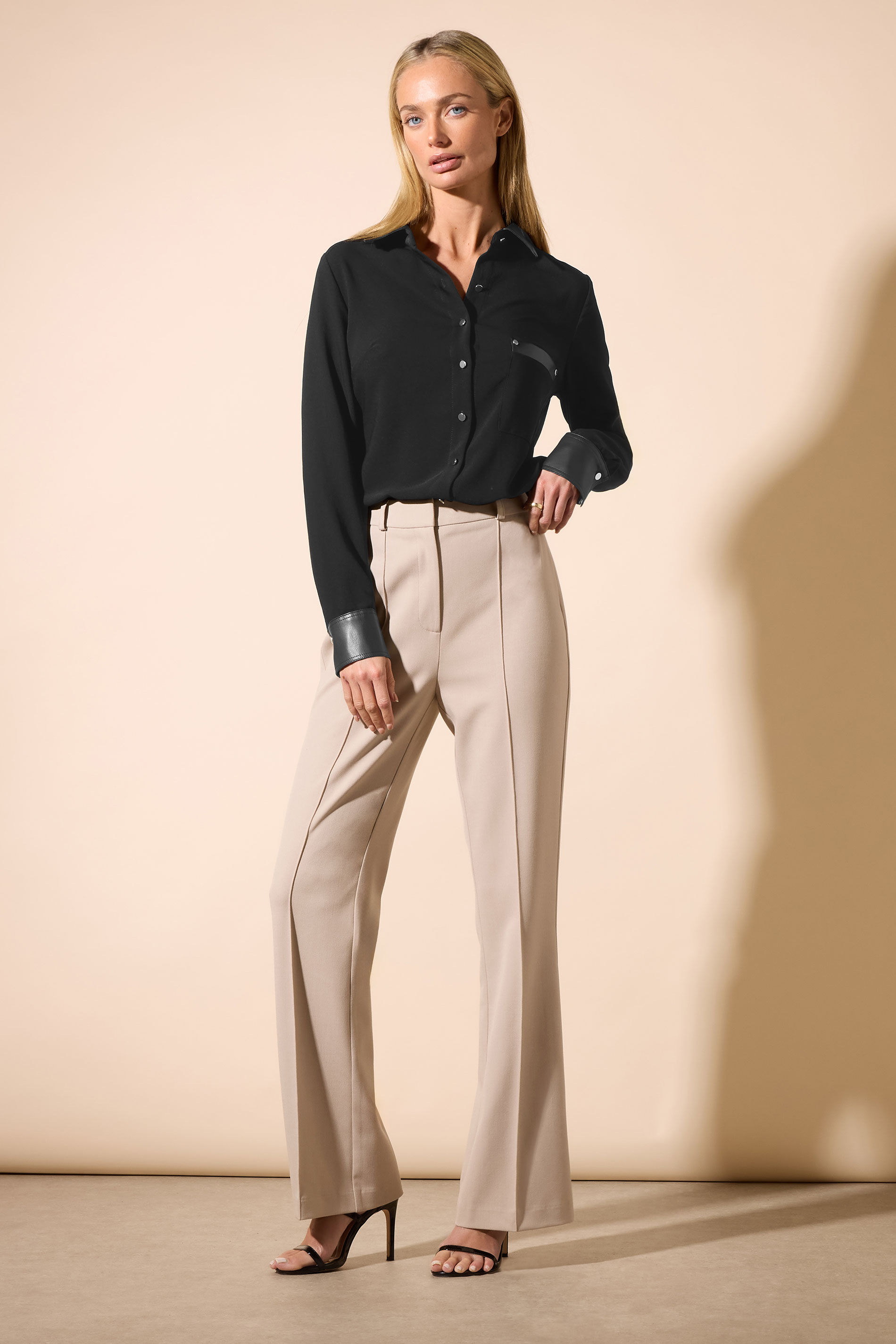 STAR Black Faux Leather Trim Shirt | StarByJM 7