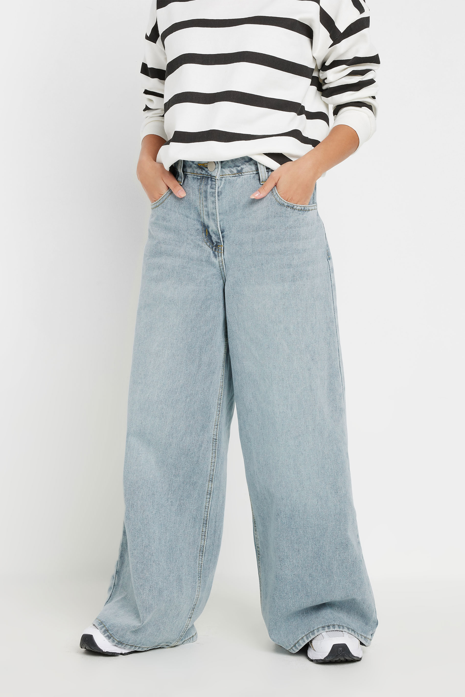 PixieGirl Petite Women's Light Blue Denim Palazzo Wide Leg Jean | PixieGirl 2