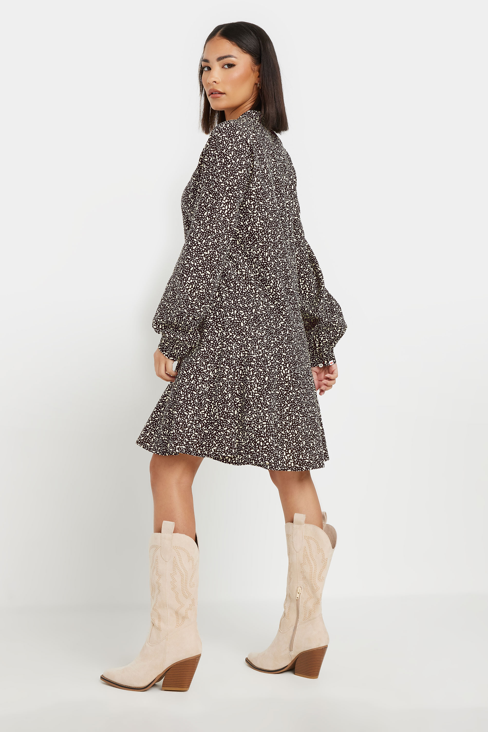 PixieGirl Petite Women's Black Woven Dash Smock Mini Dress | PixieGirl 3