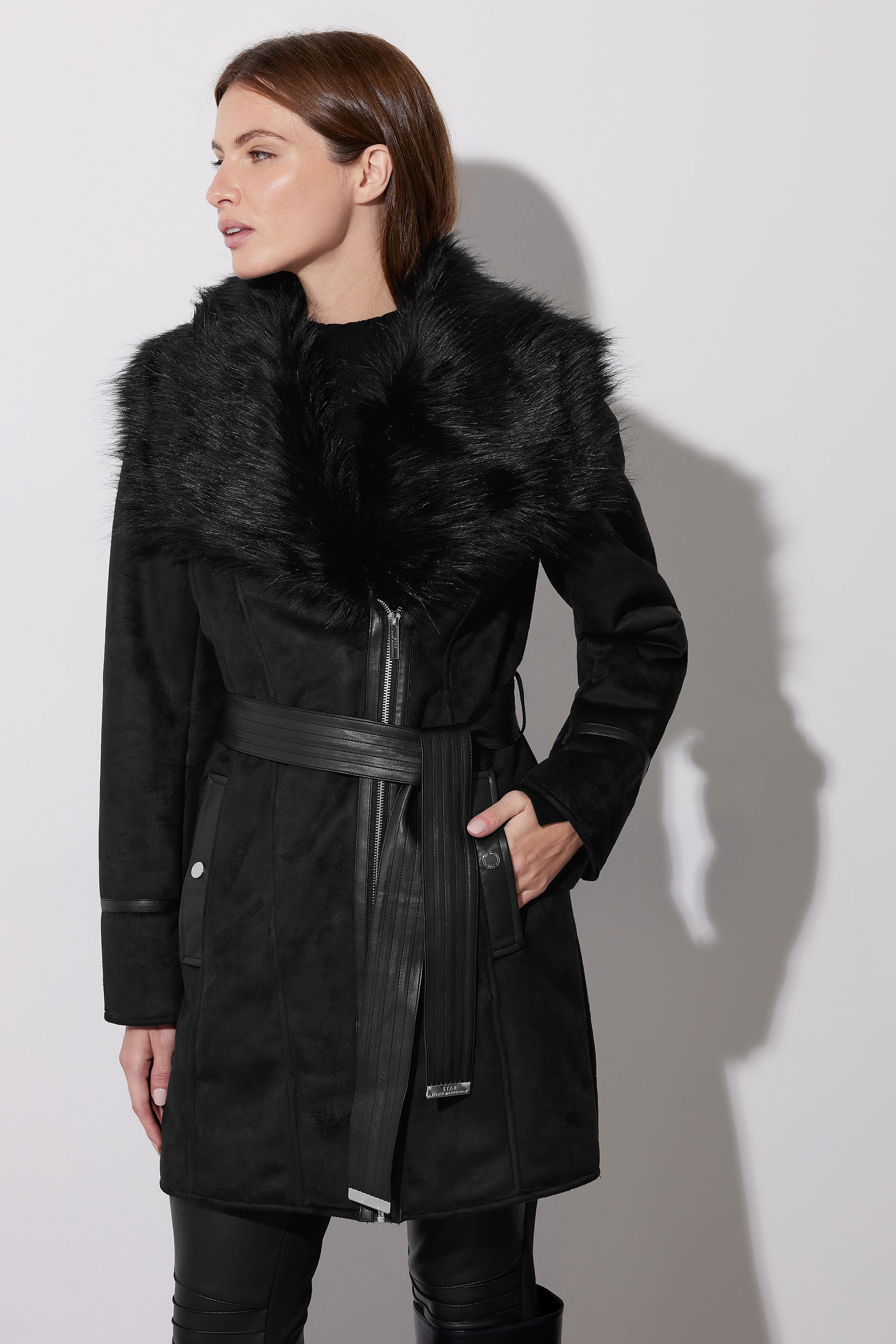 STAR Black Faux Suede Belted Jacket | STAR x JM 4