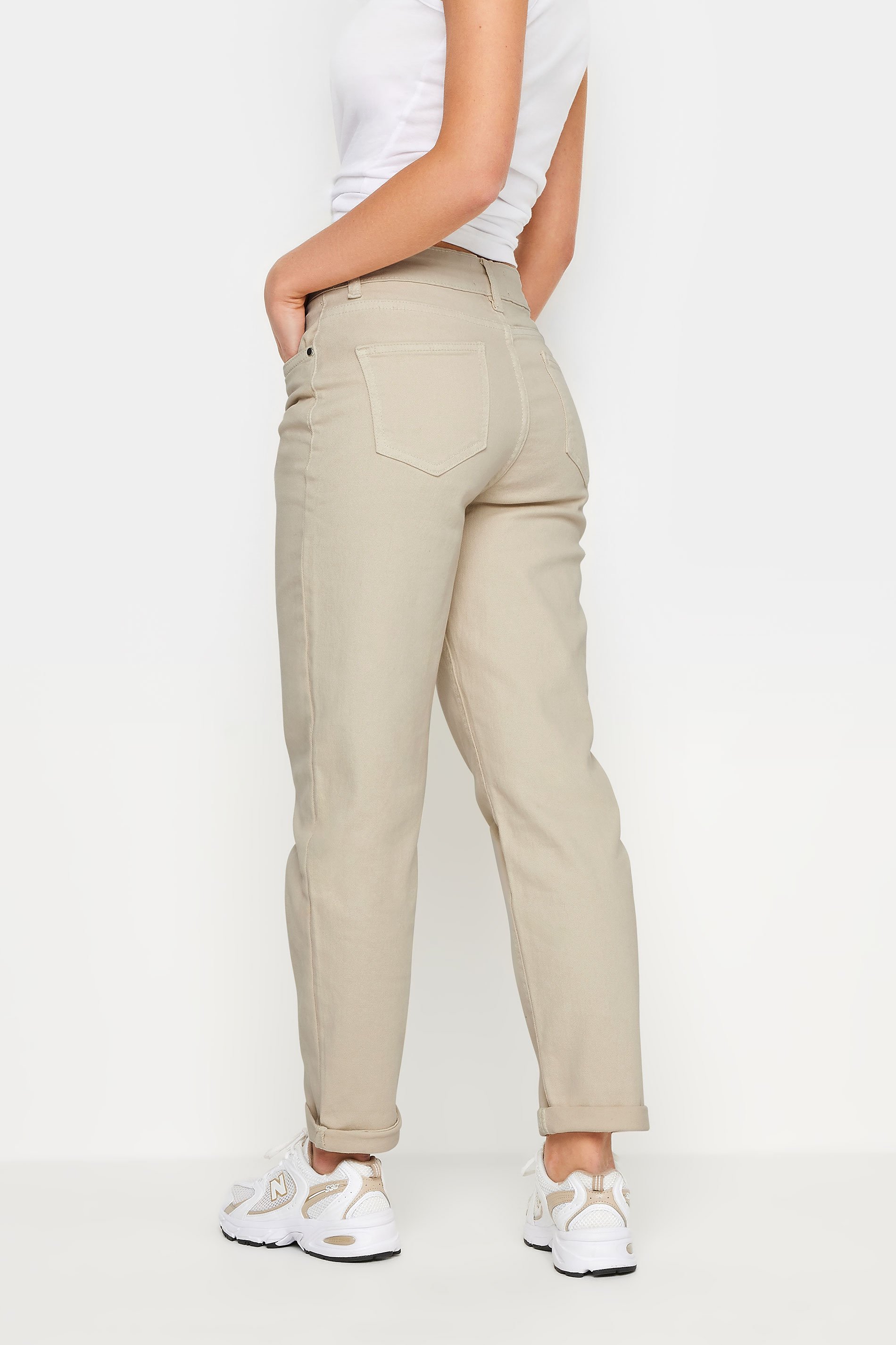PixieGirl Petite Womens Cream Mom Jeans | PixieGirl 4