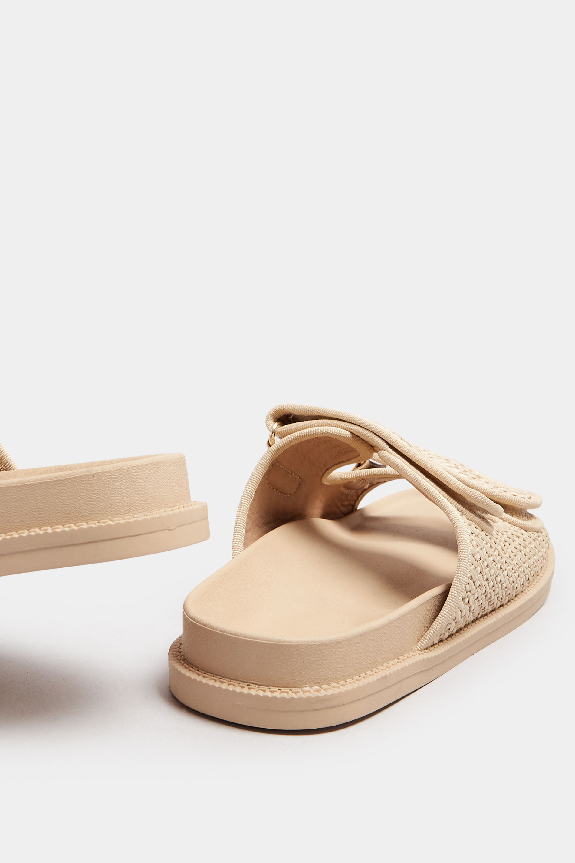 Natural Brown Woven Velcro Strap Sandals In Extra Wide EEE Fit | Yours Clothing 4