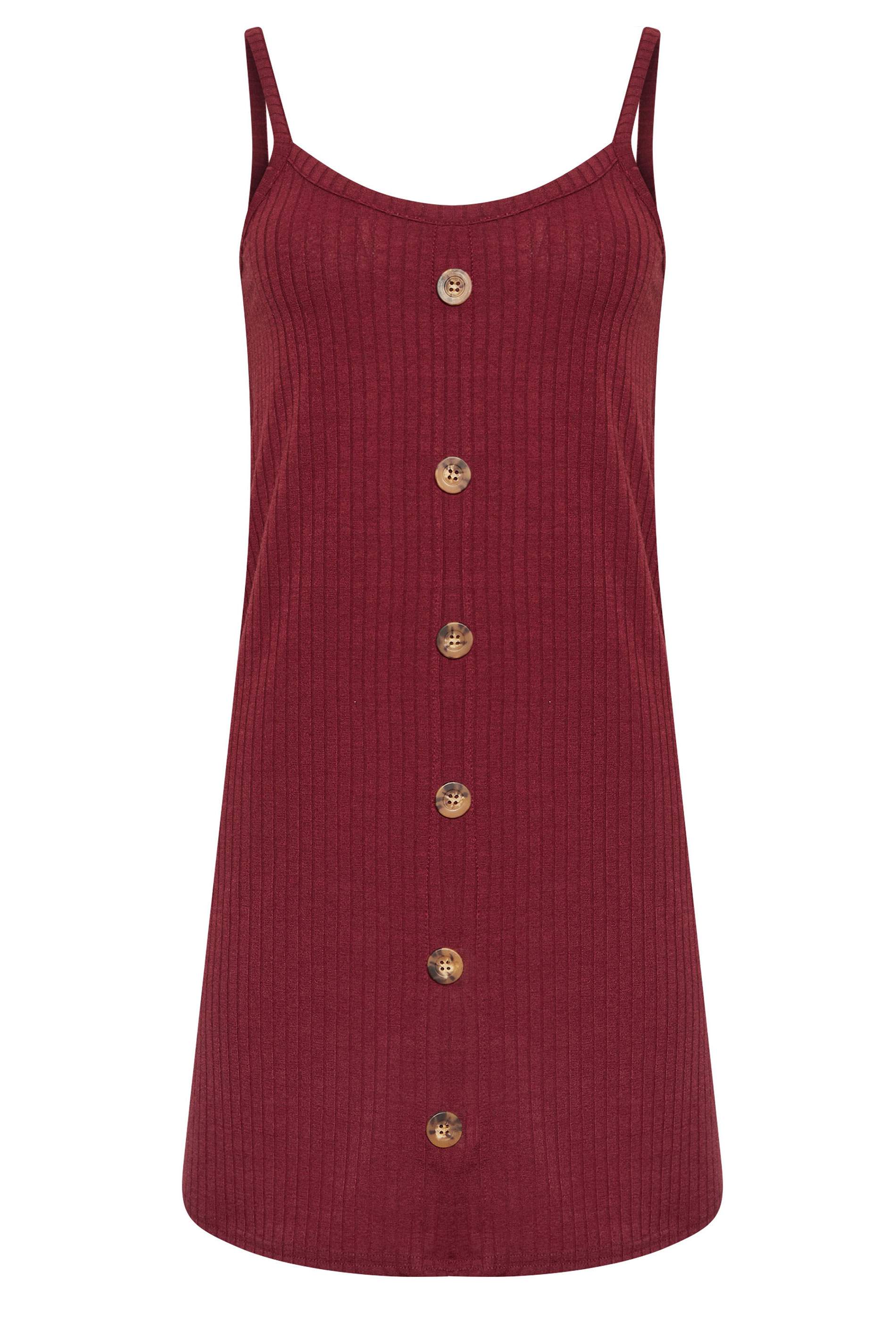 PixieGirl Petite Burgundy Red Ribbed Button Mini Dress | PixieGirl 5
