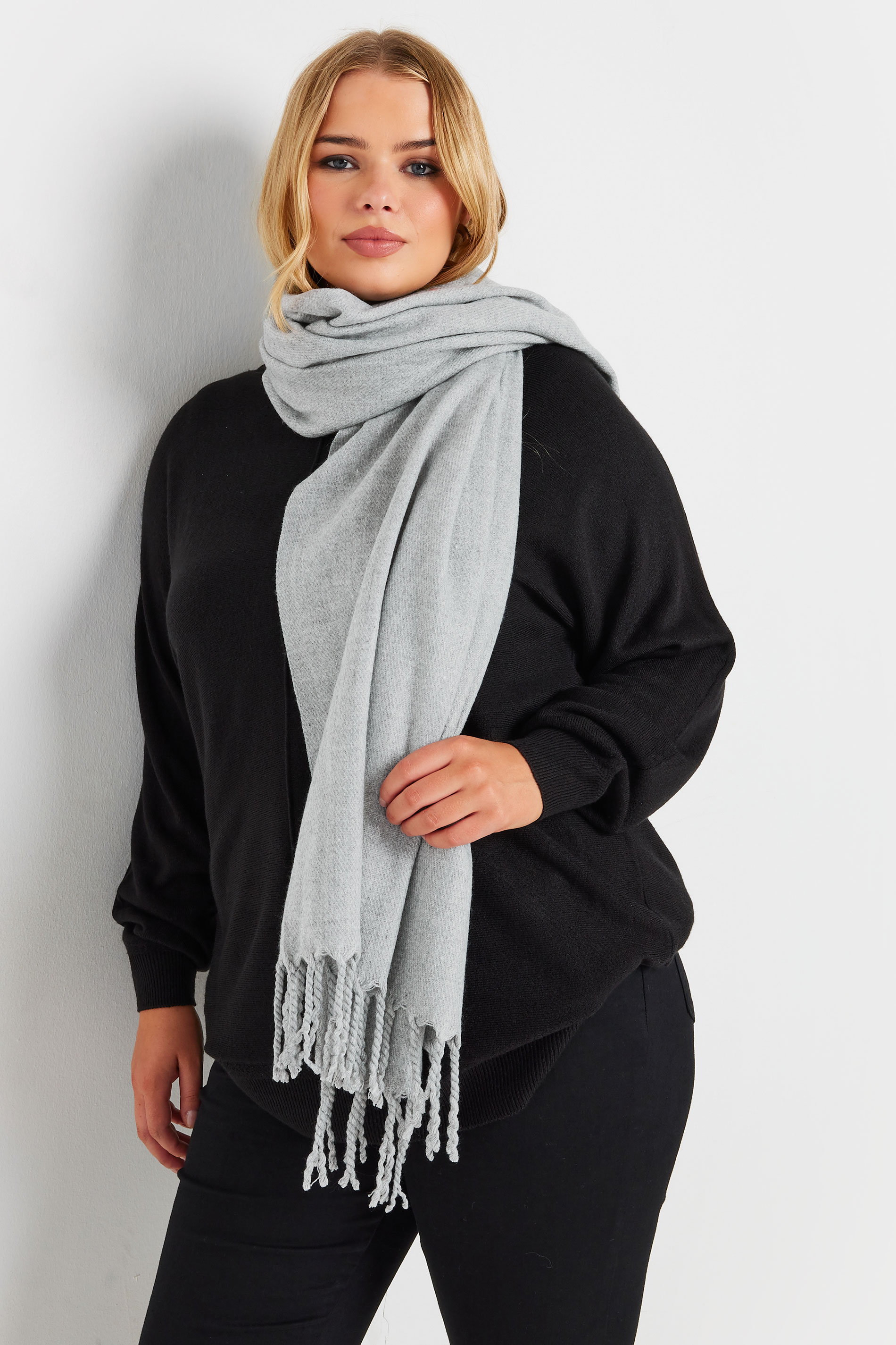 Grey Blanket Wrap Scarf | Yours Clothing 1