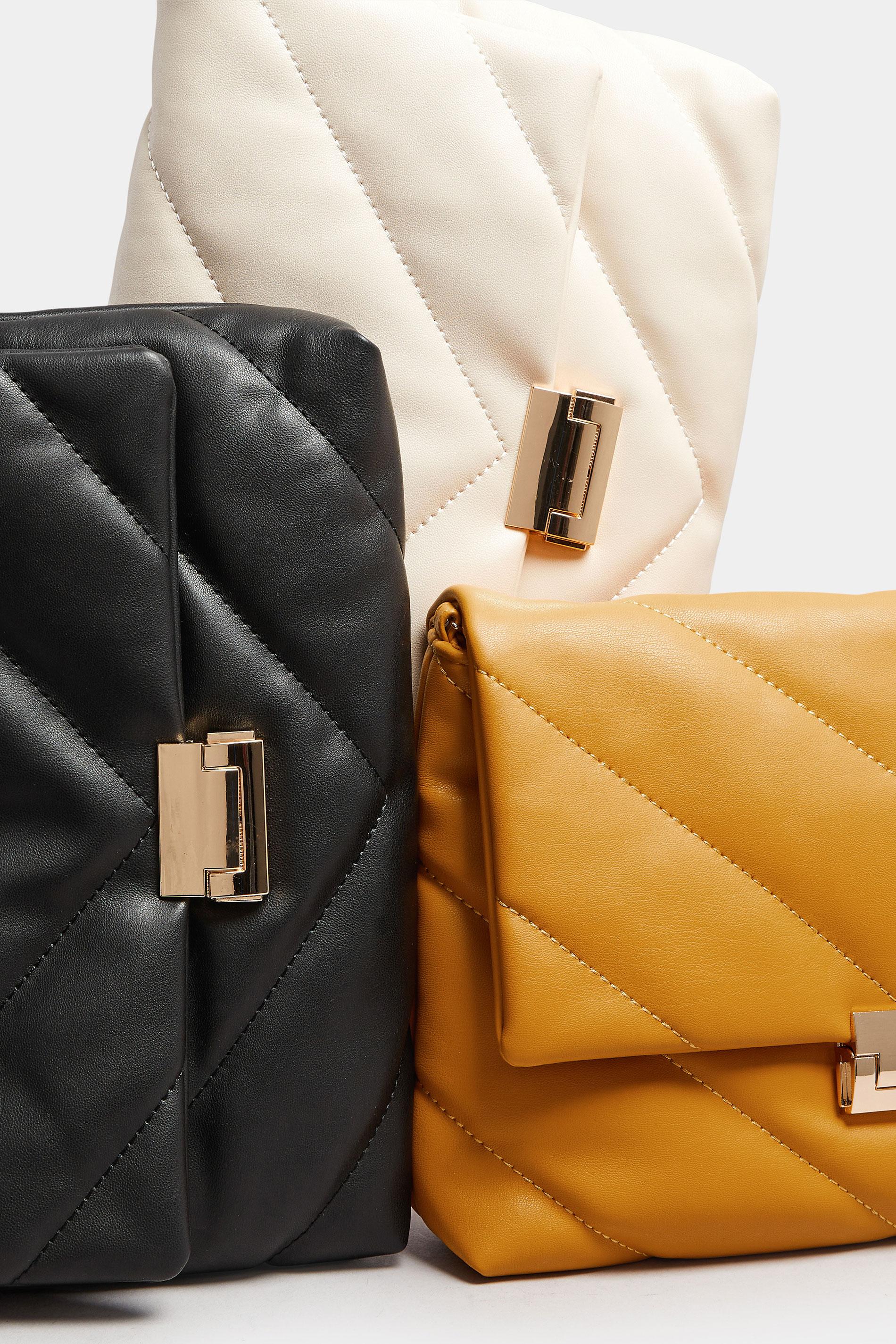 Black Faux Leather Quilted Shoulder Bag | Yours Clothing 6