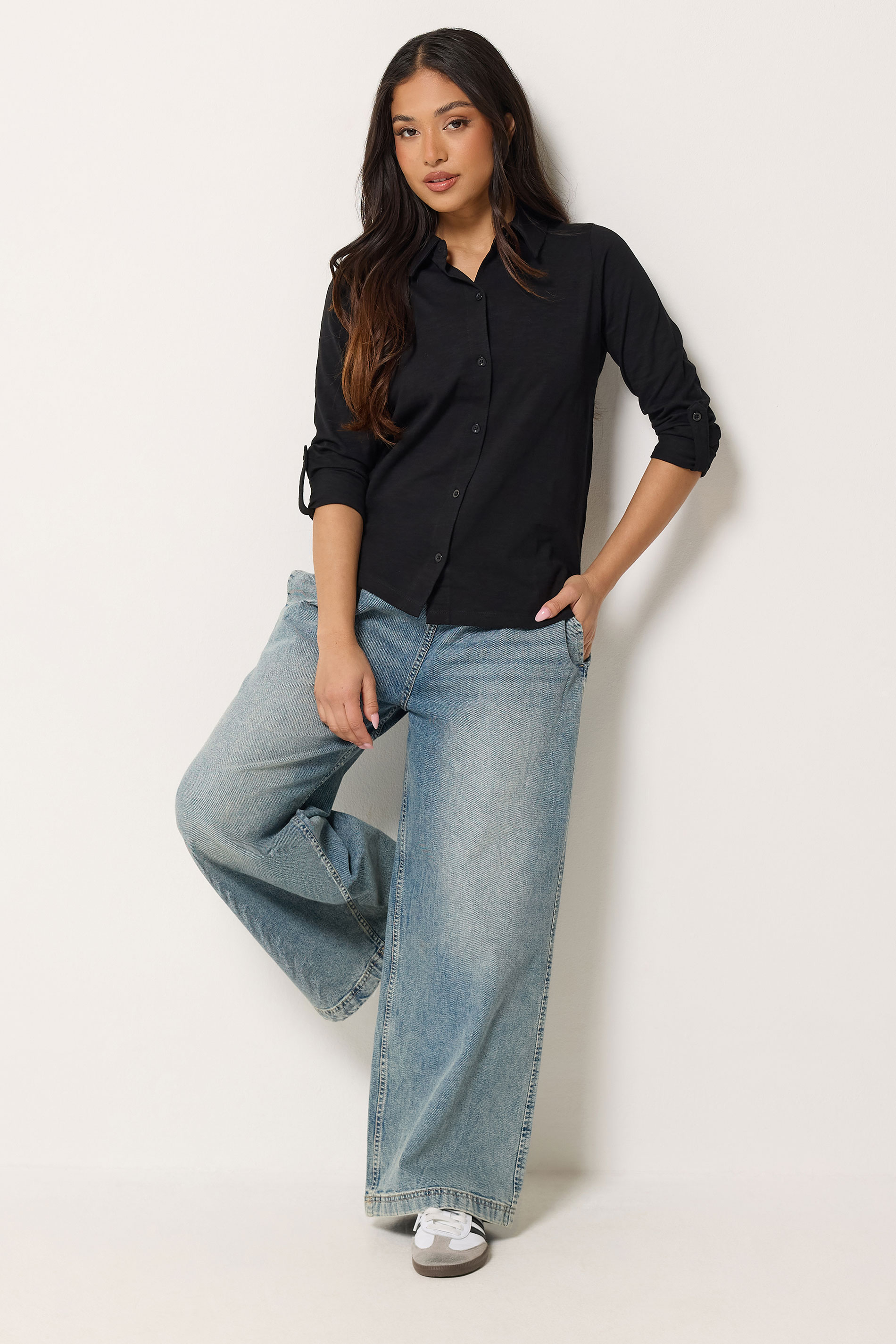 PixieGirl Petite Women's Black Button Cotton Shirt | PixieGirl 1