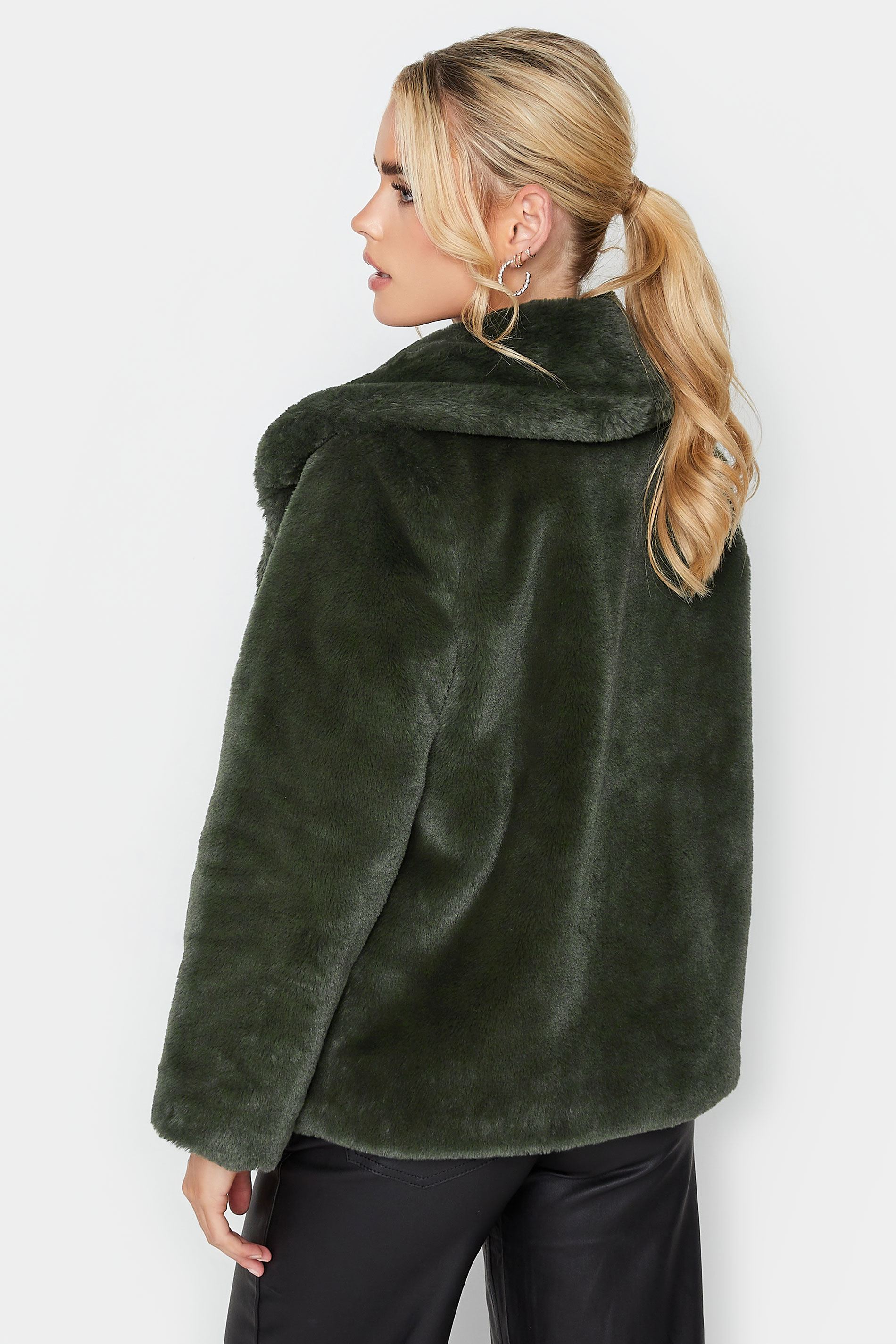 PixieGirl Dark Green Faux Fur Coat | PixieGirl 3