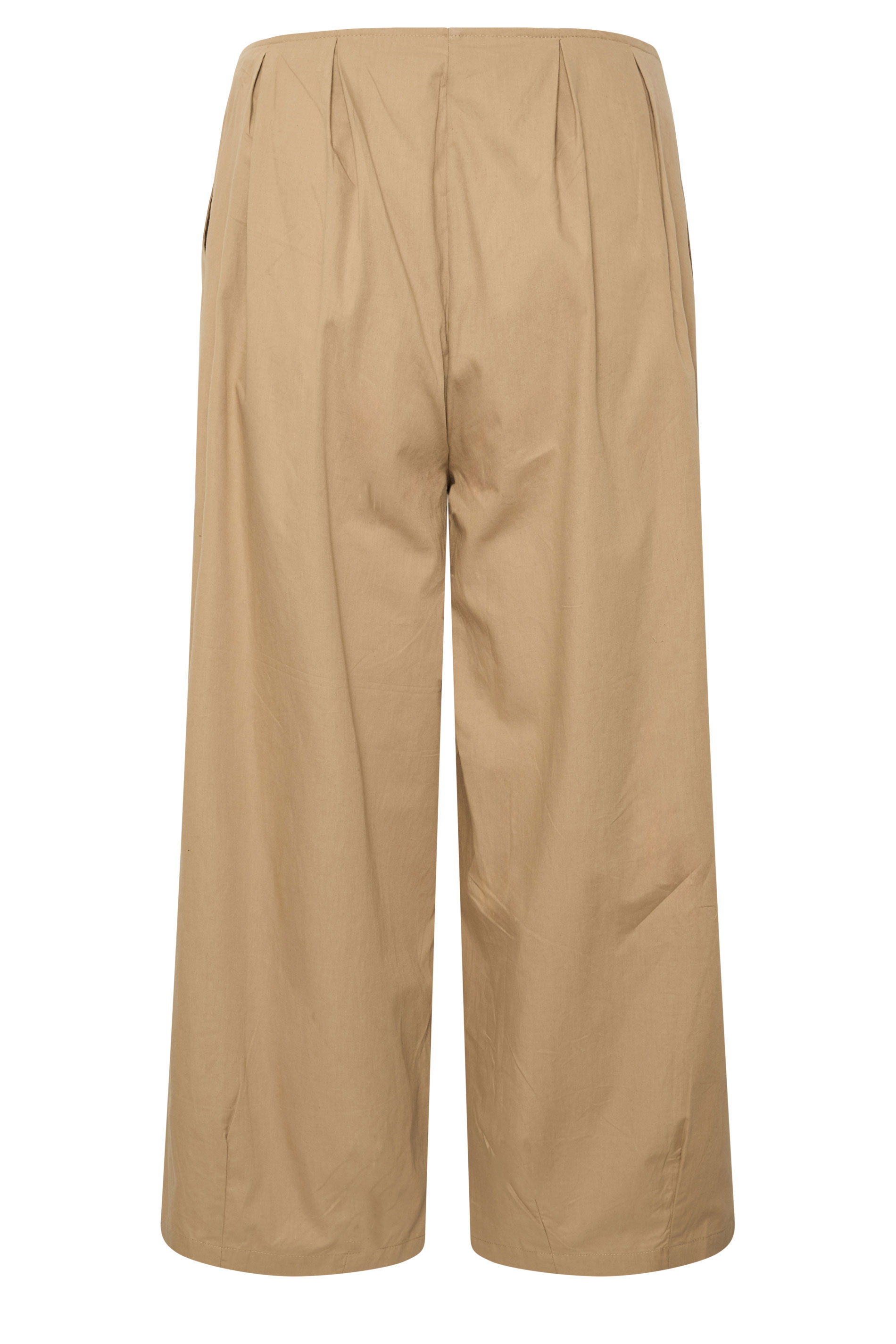 PixieGirl Petite Women's Stone Brown Pleated Cotton Barrel Trousers | PixieGirl  6