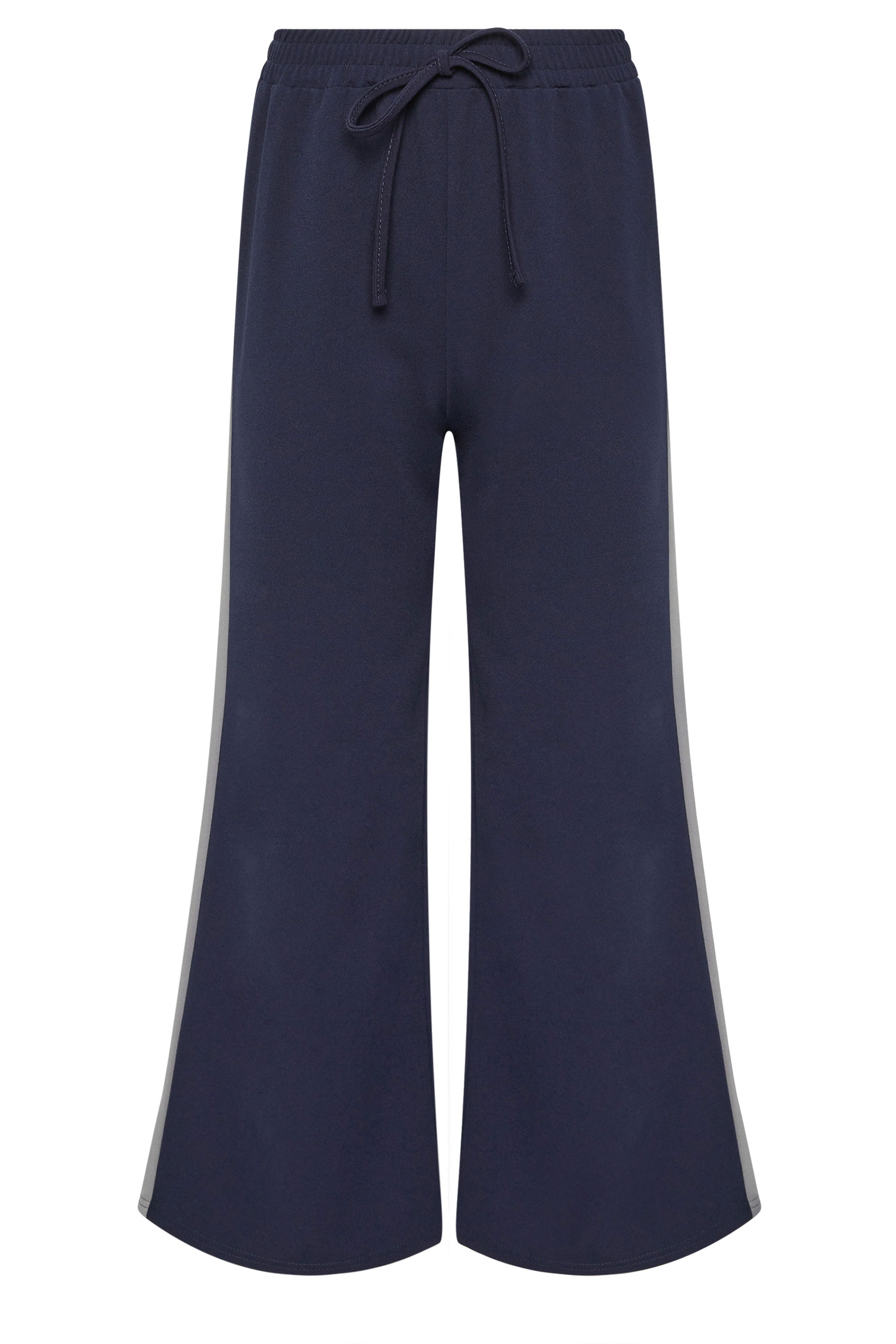 PixieGirl Petite Women's Navy Blue Side Stripe Wide Leg Trousers | PixieGirl 6