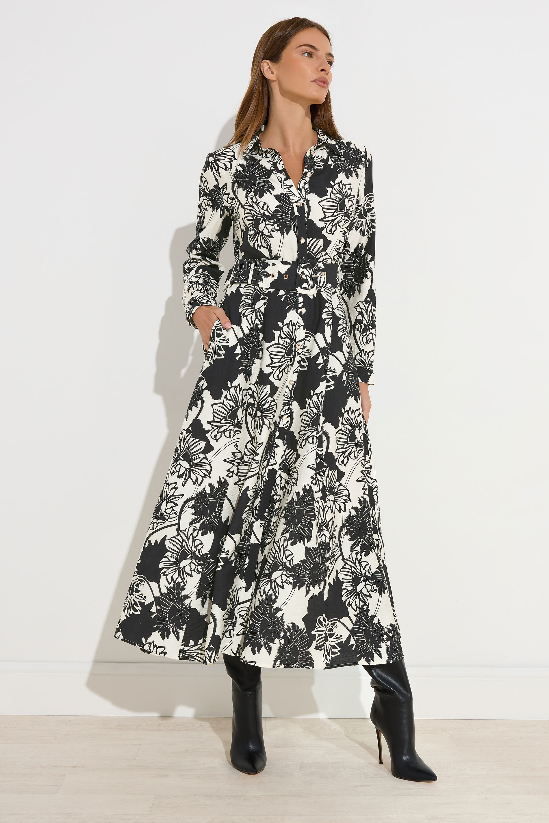 STAR Black Floral Print Button Through Dress | StarByJM 3