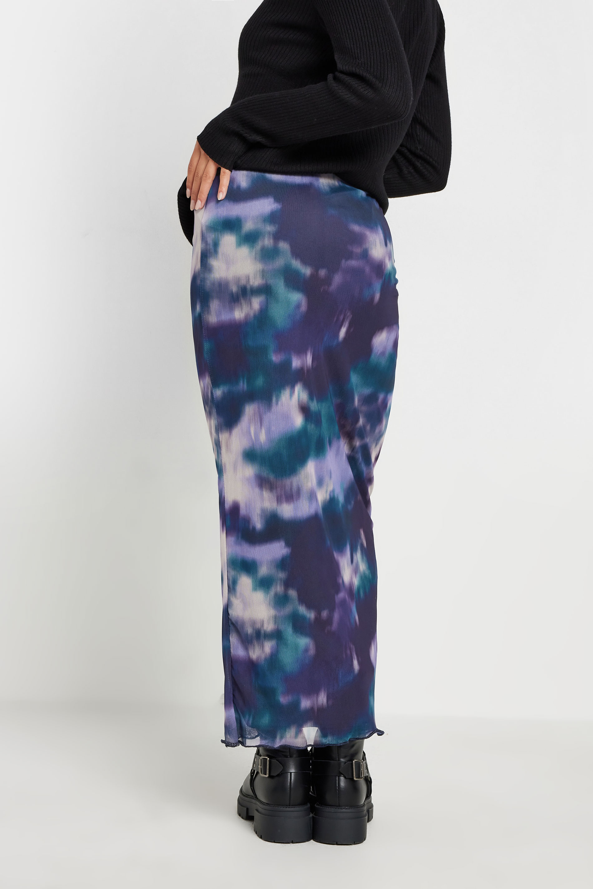 PixieGirl Purple Tie Dye Print Mesh Maxi Skirt | PixieGirl  3