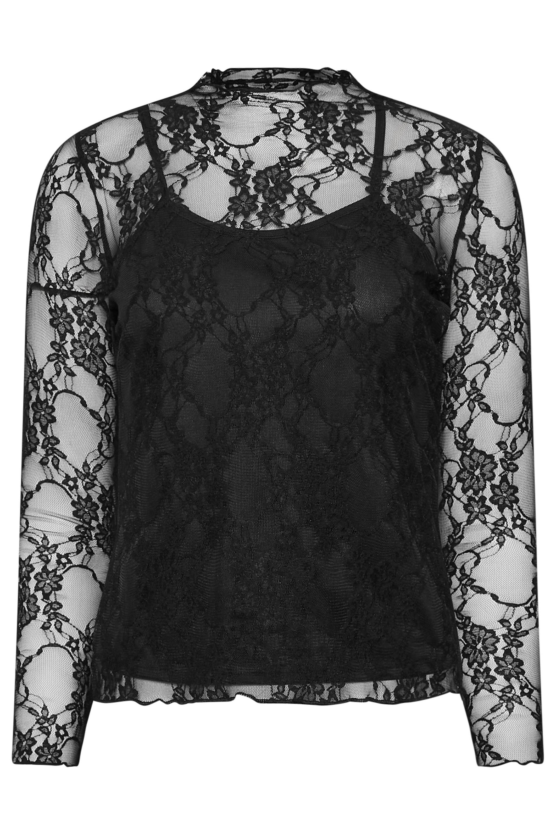 PixieGirl Petite Women's Black Lace Long Sleeve Top | PixieGirl 6