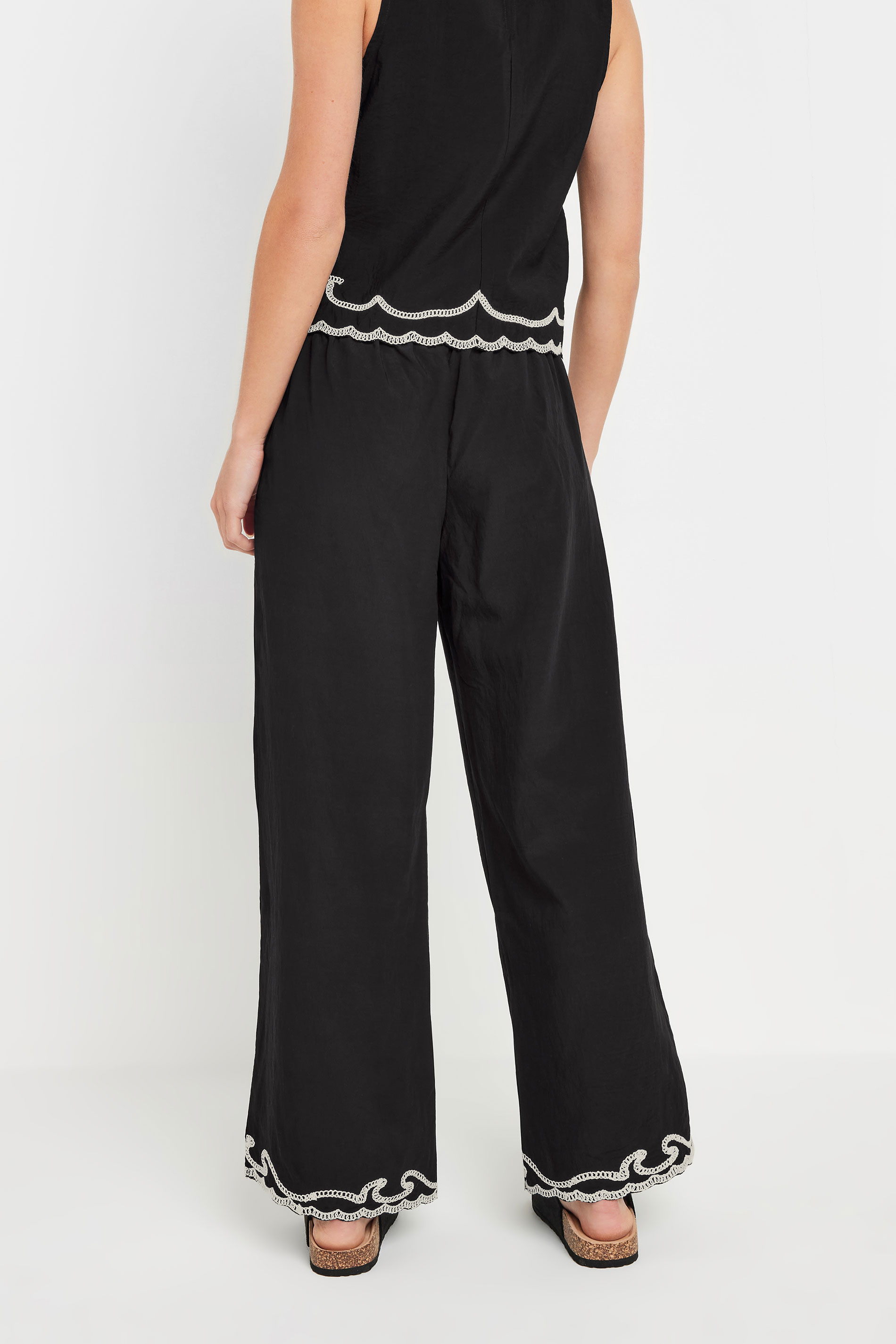 PixieGirl Petite Women's Black Embroidered Hemline Trousers | PixieGirl 3