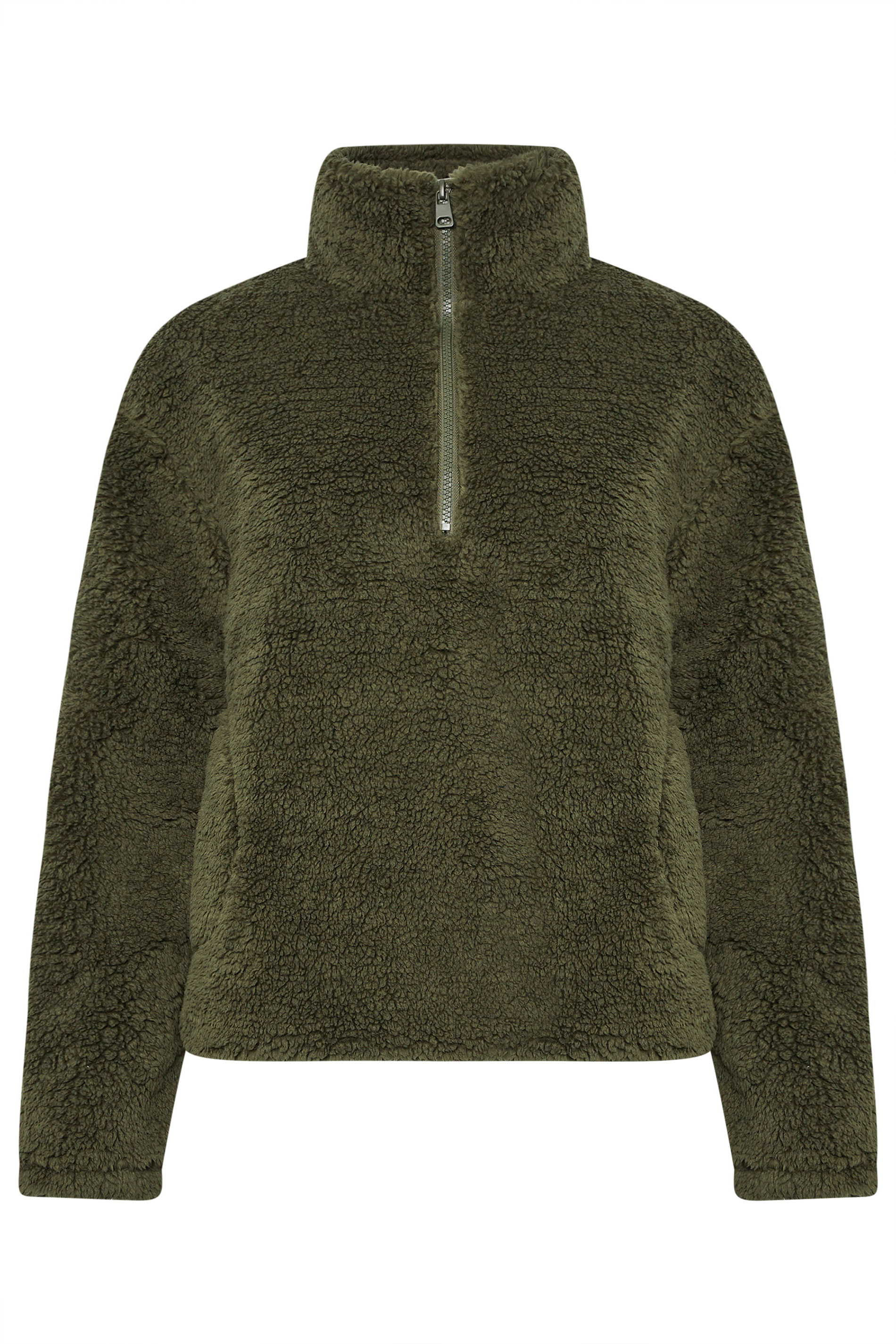 PixieGirl Petite Women's Khaki Green Half Zip Fleece Jacket | PixieGirl 6