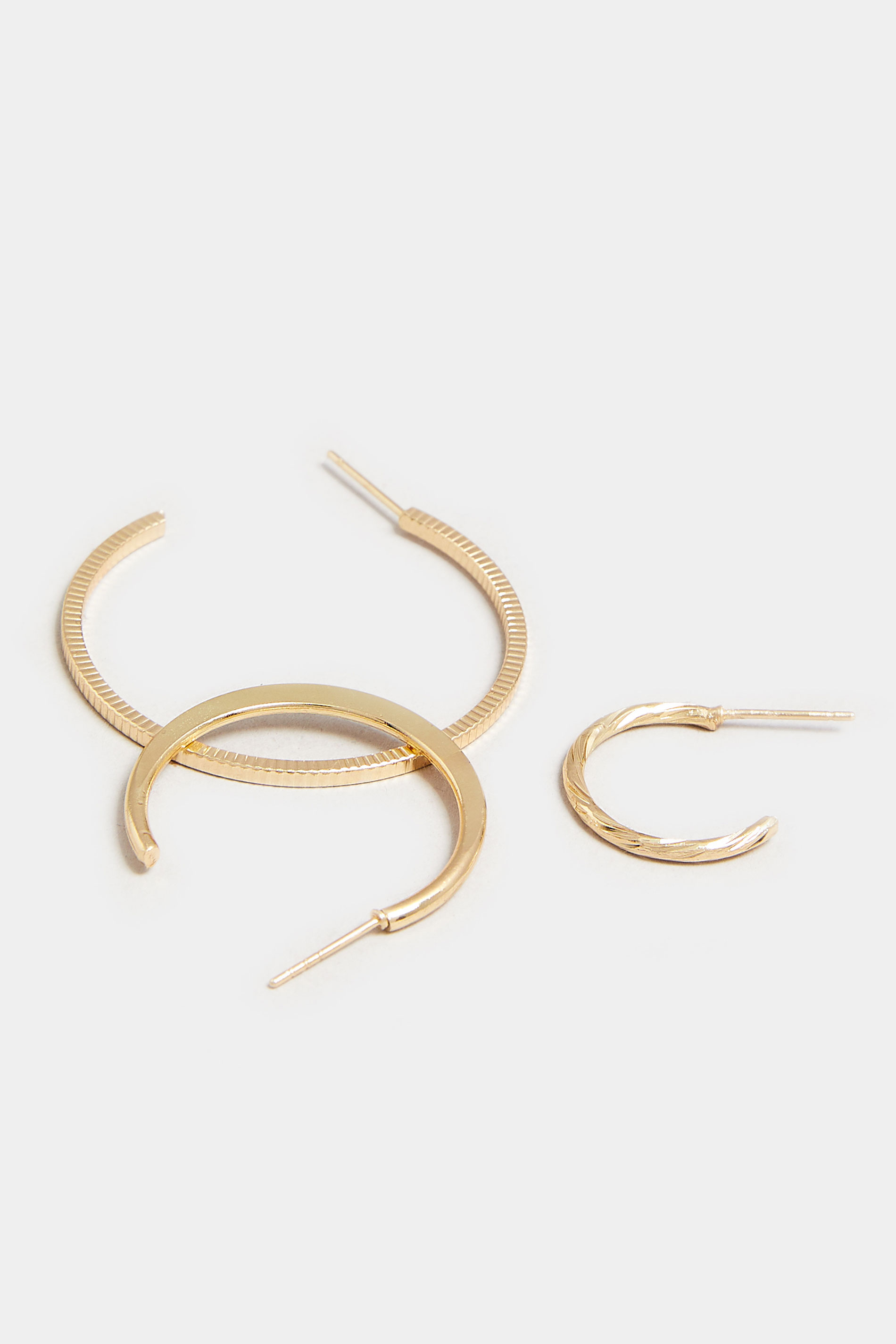 3 PACK Gold Tone Hoop Earring Set | Yours Clothing 3