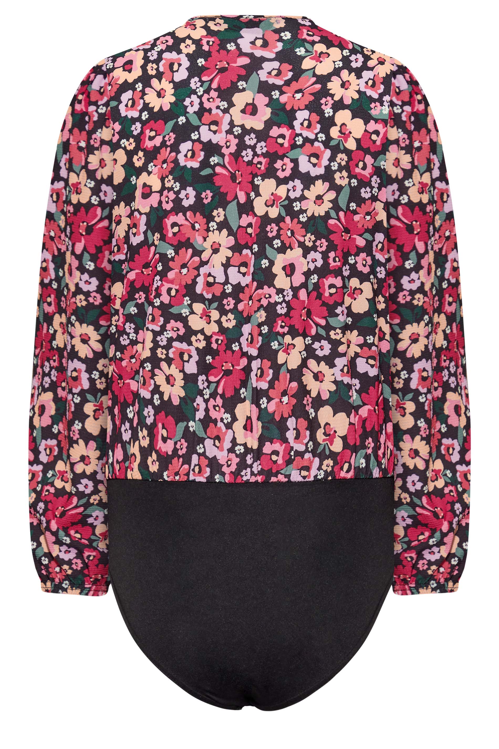 Petite Pink Floral Long Sleeve Bodysuit | PixieGirl 7