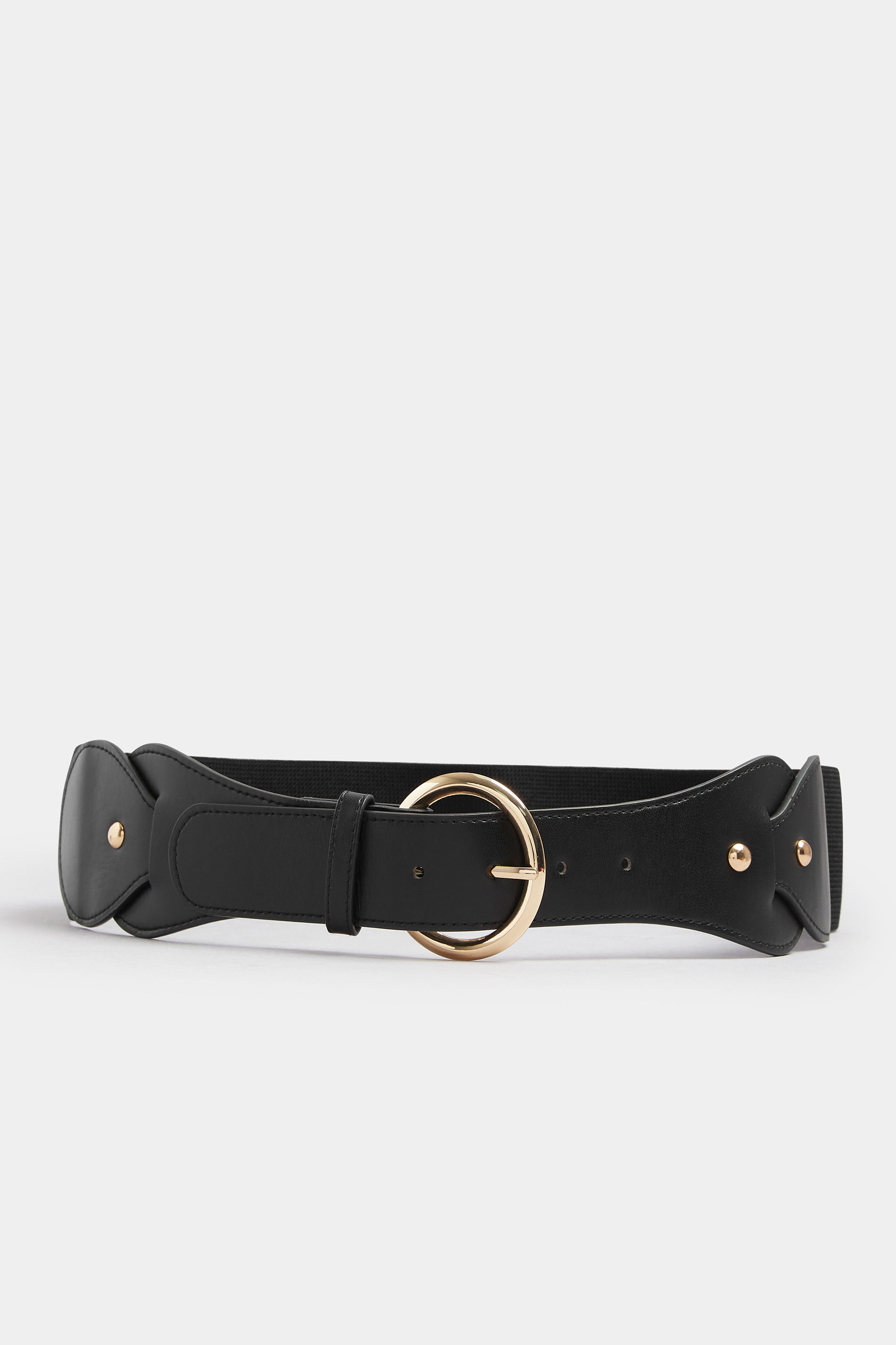 Black Wide Stud Detail Stretch Belt | Yours Clothing 2