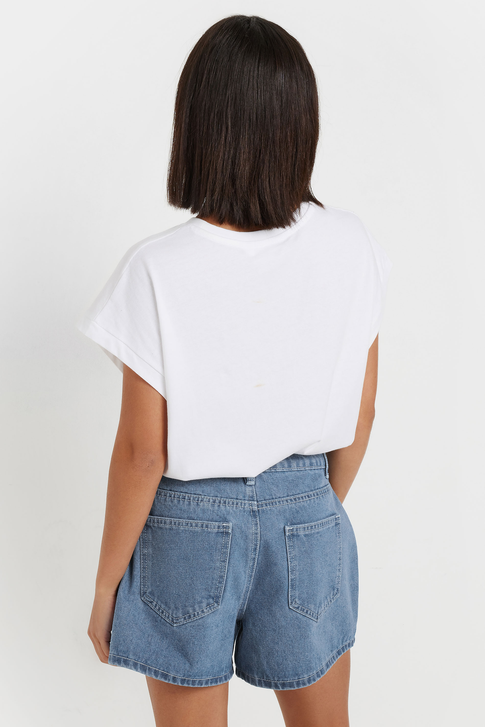 PixieGirl Petite Women's Blue Denim Daisy Embroidered Shorts | PixieGirl 4