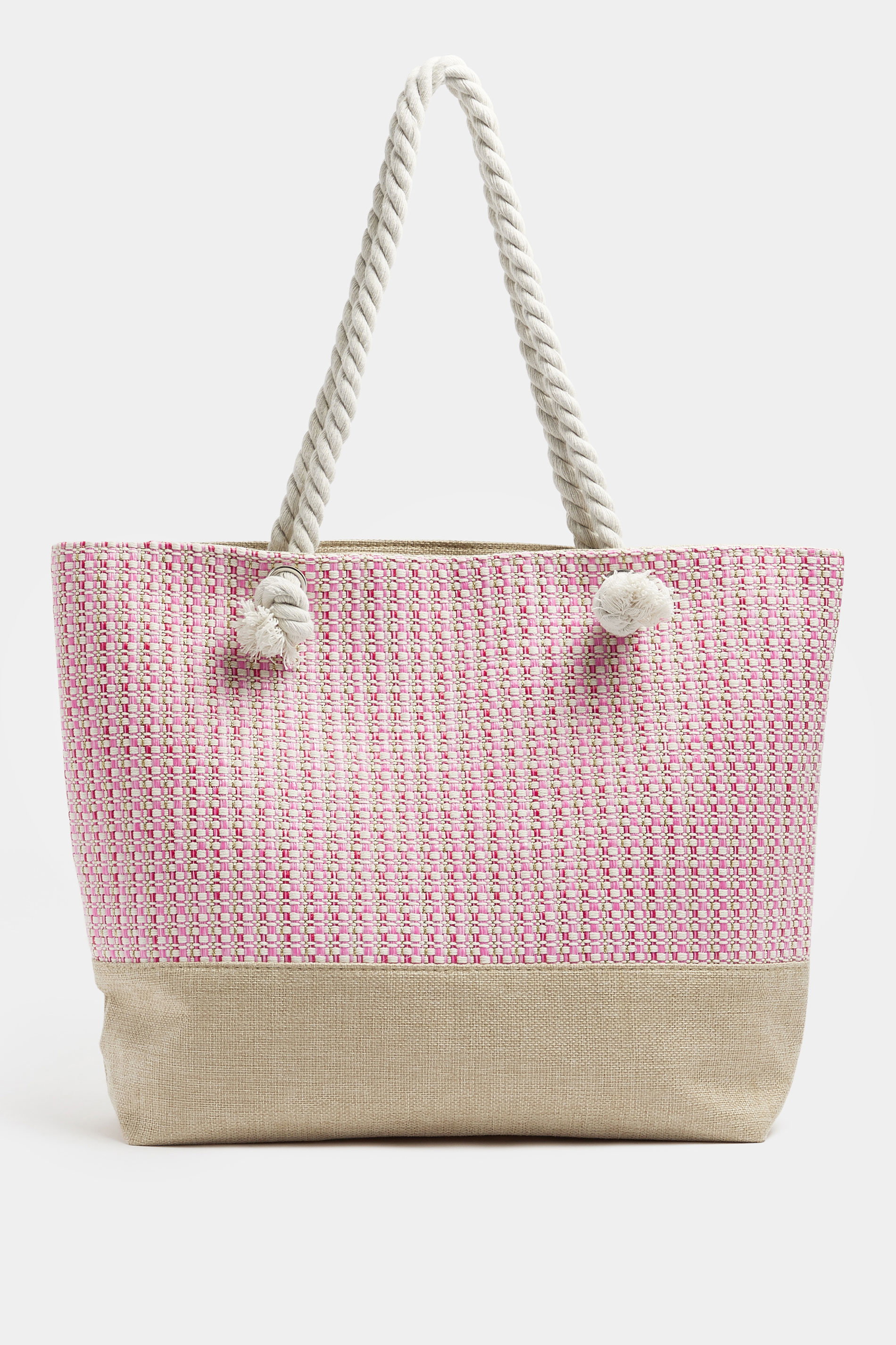 Pink Tweed Look Tote Bag | Yours Clothing 3