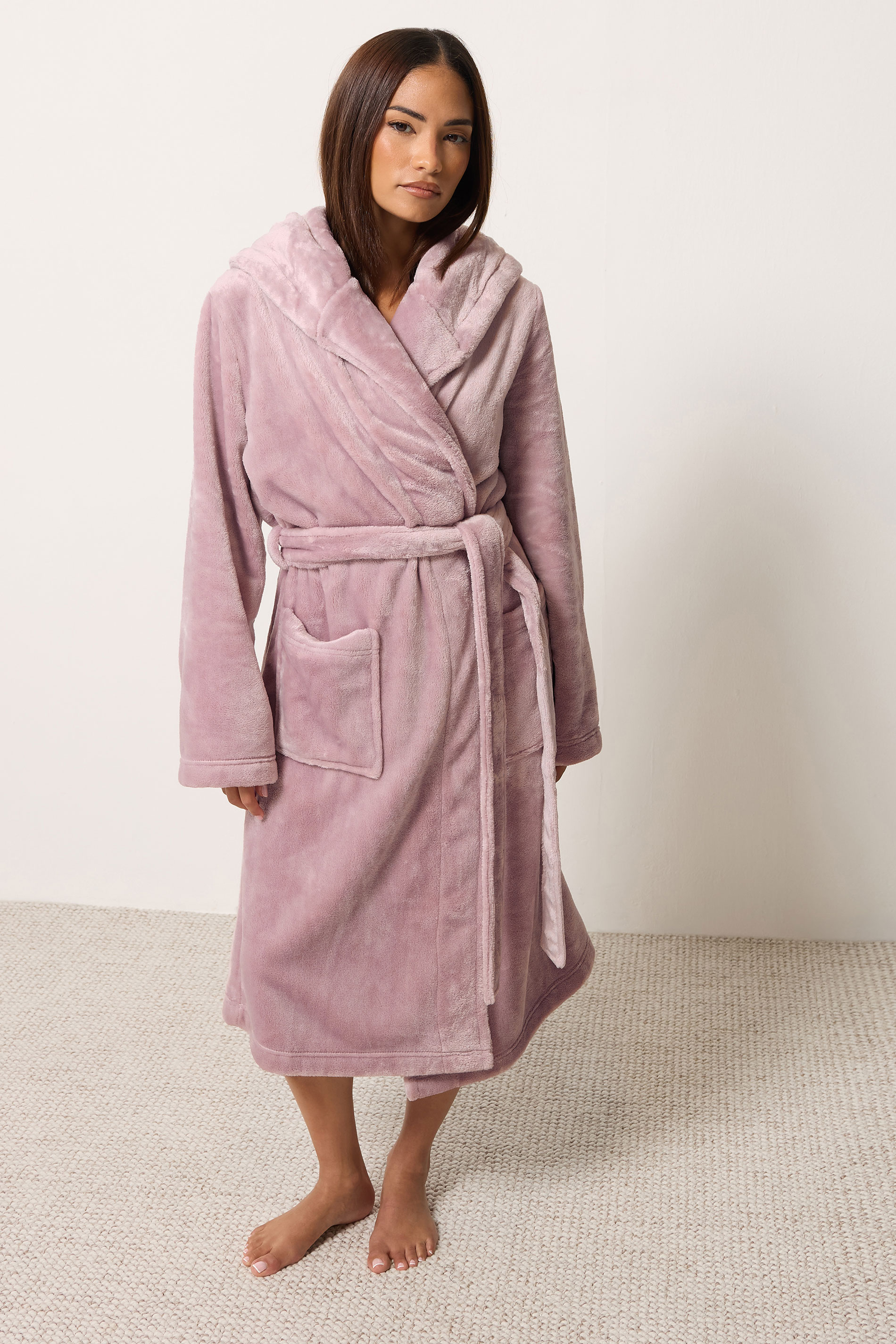 Pixiegirl Women's Pink Petite Super Luxe Hooded Dressing Gown Size 16-18