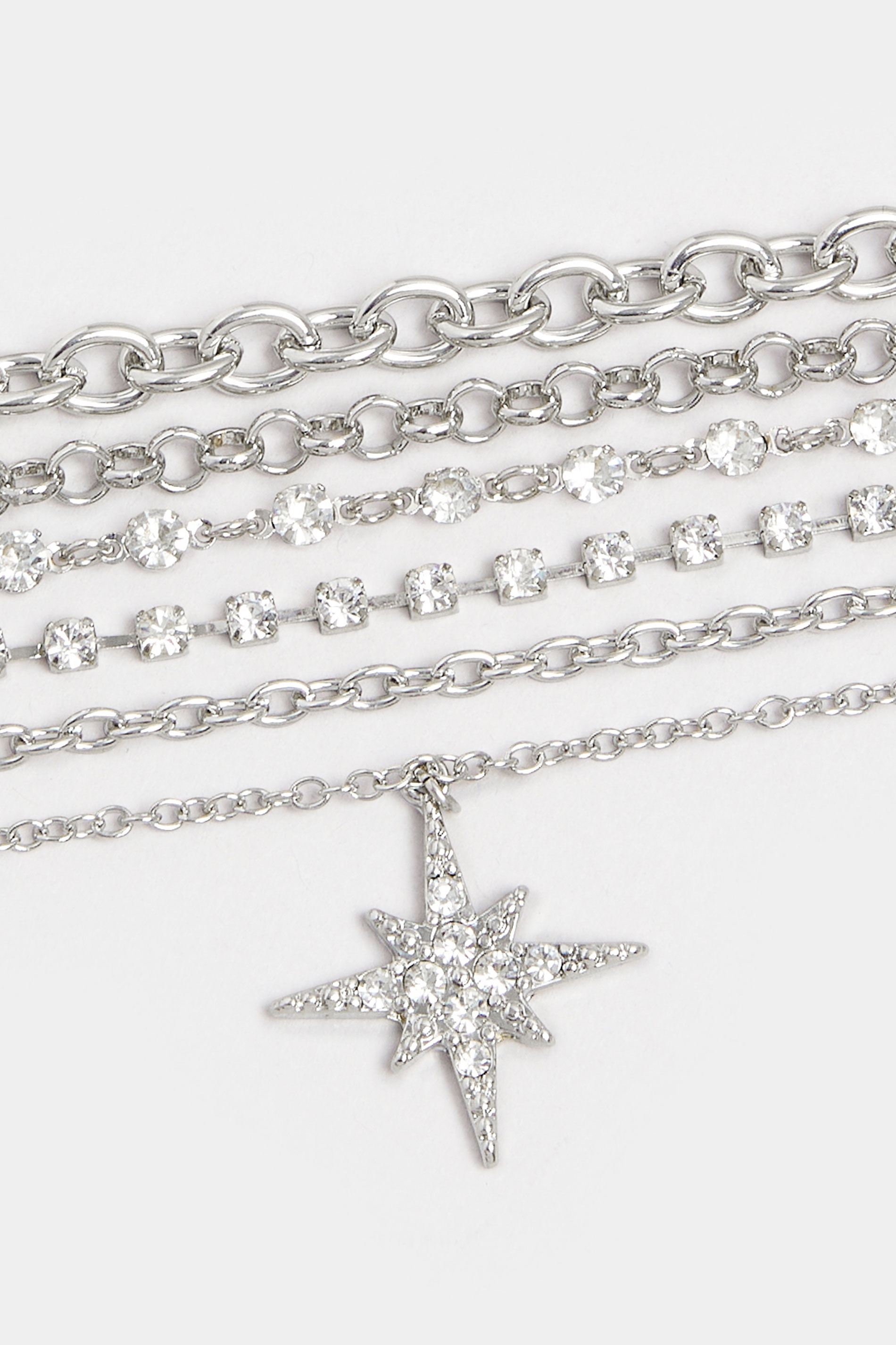 Silver Tone Star Diamante Choker Necklace | Yours Clothing 3