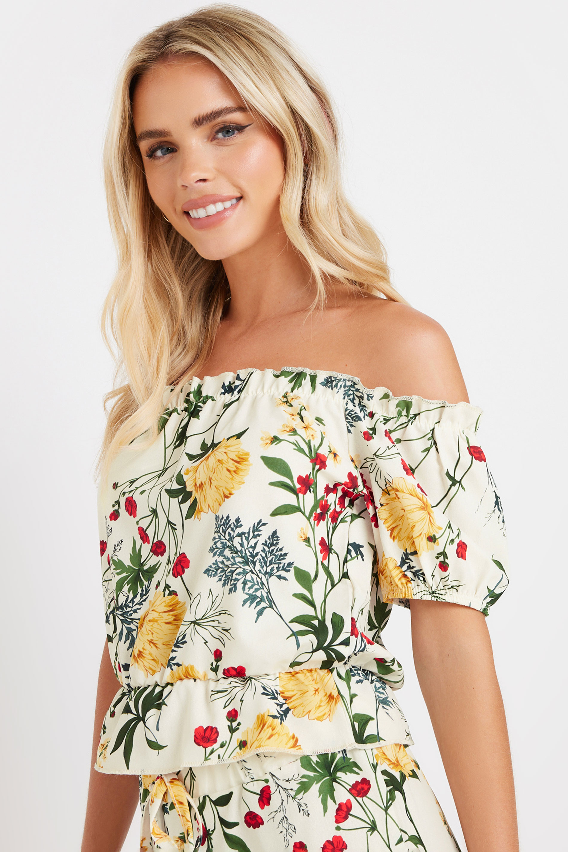 PixieGirl White Floral Bardot Top | PixieGirl 2