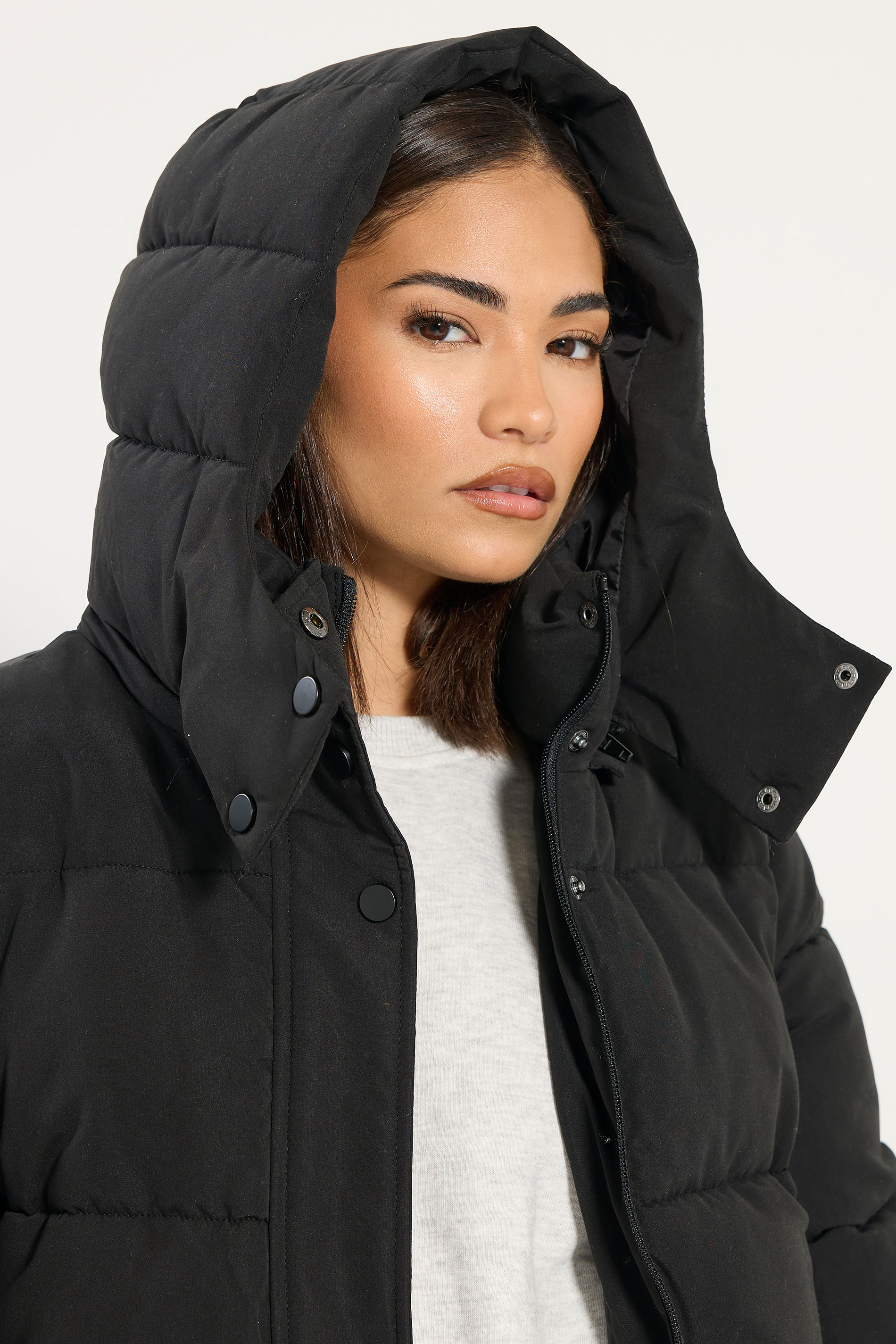 PixieGirl Petite Women's Black Padded Midi Coat | PixieGirl 6