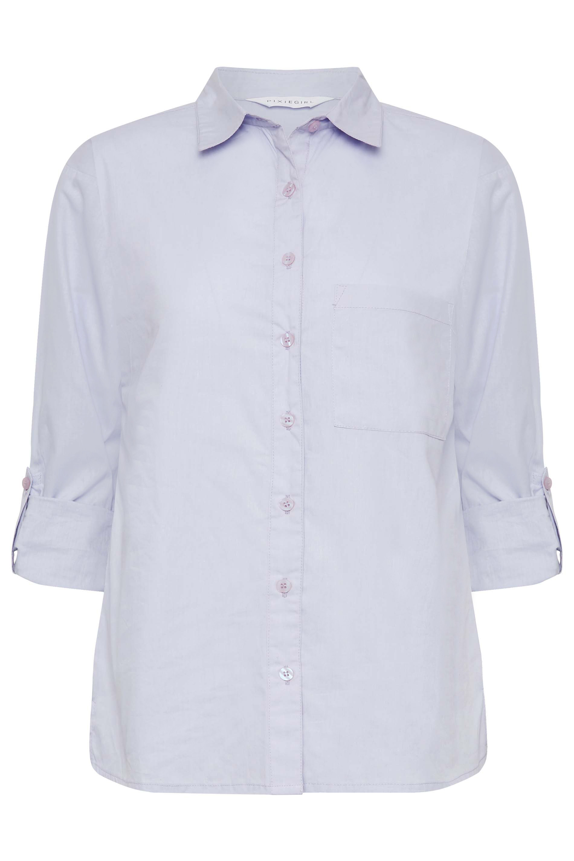 Petite Lilac Purple Oversized Cotton Shirt | PixieGirl 6