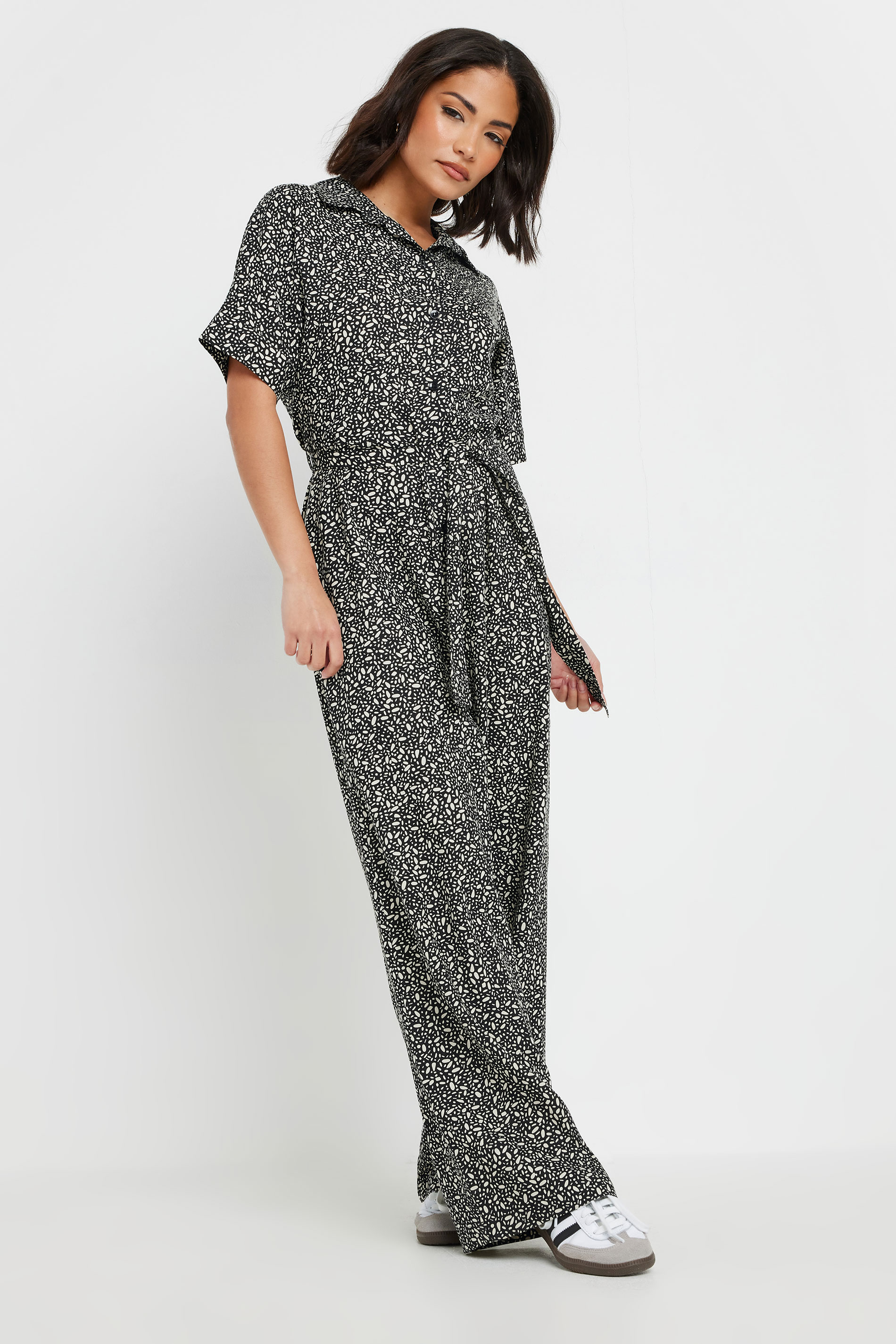 PixieGirl Petite Women's Black Abstract Spot Wide Leg Jumpsuit | PixieGirl 4