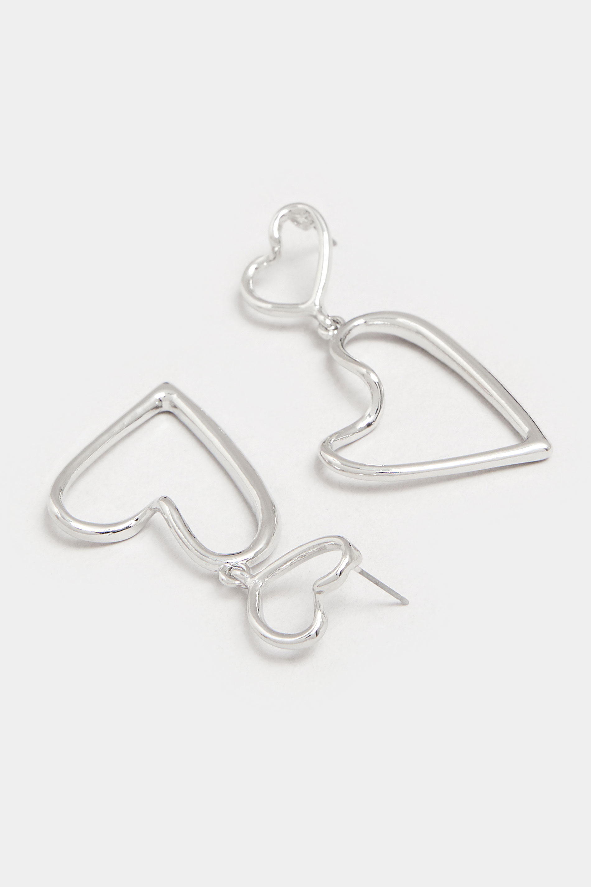 Silver Tone Heart Drop Earrings | Yours Clothing 3