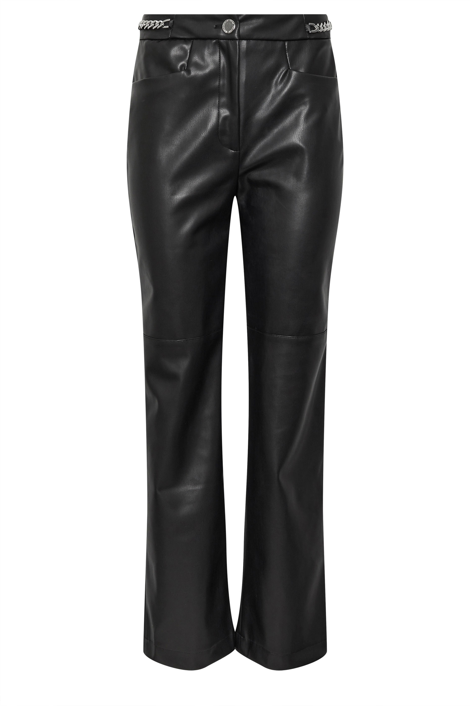 STAR Black Faux Leather Wide Leg Trousers | StarByJM 7