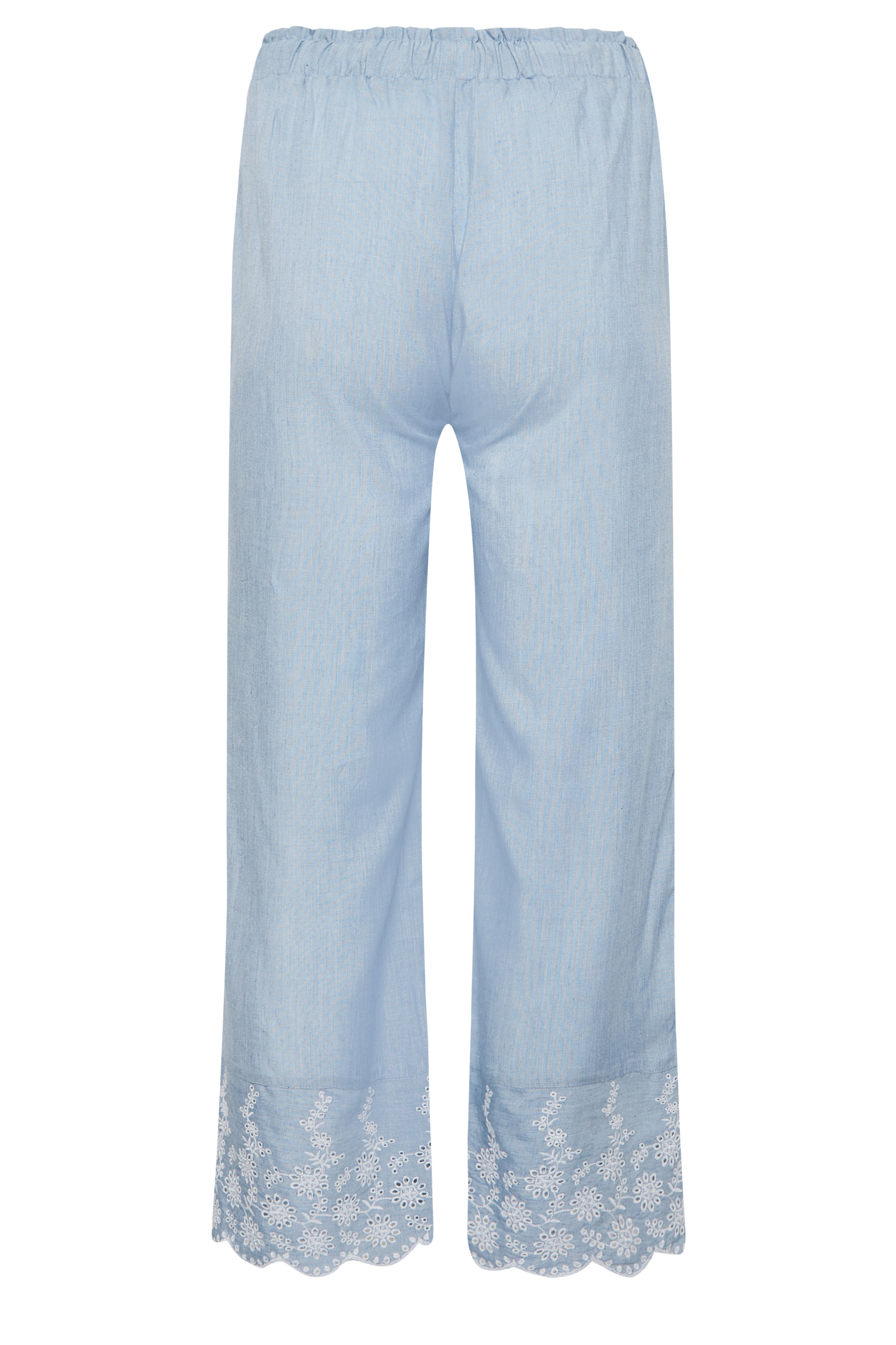 PixieGirl Blue Broderie Anglaise Wide Leg Pyjama Bottoms | PixieGirl 5