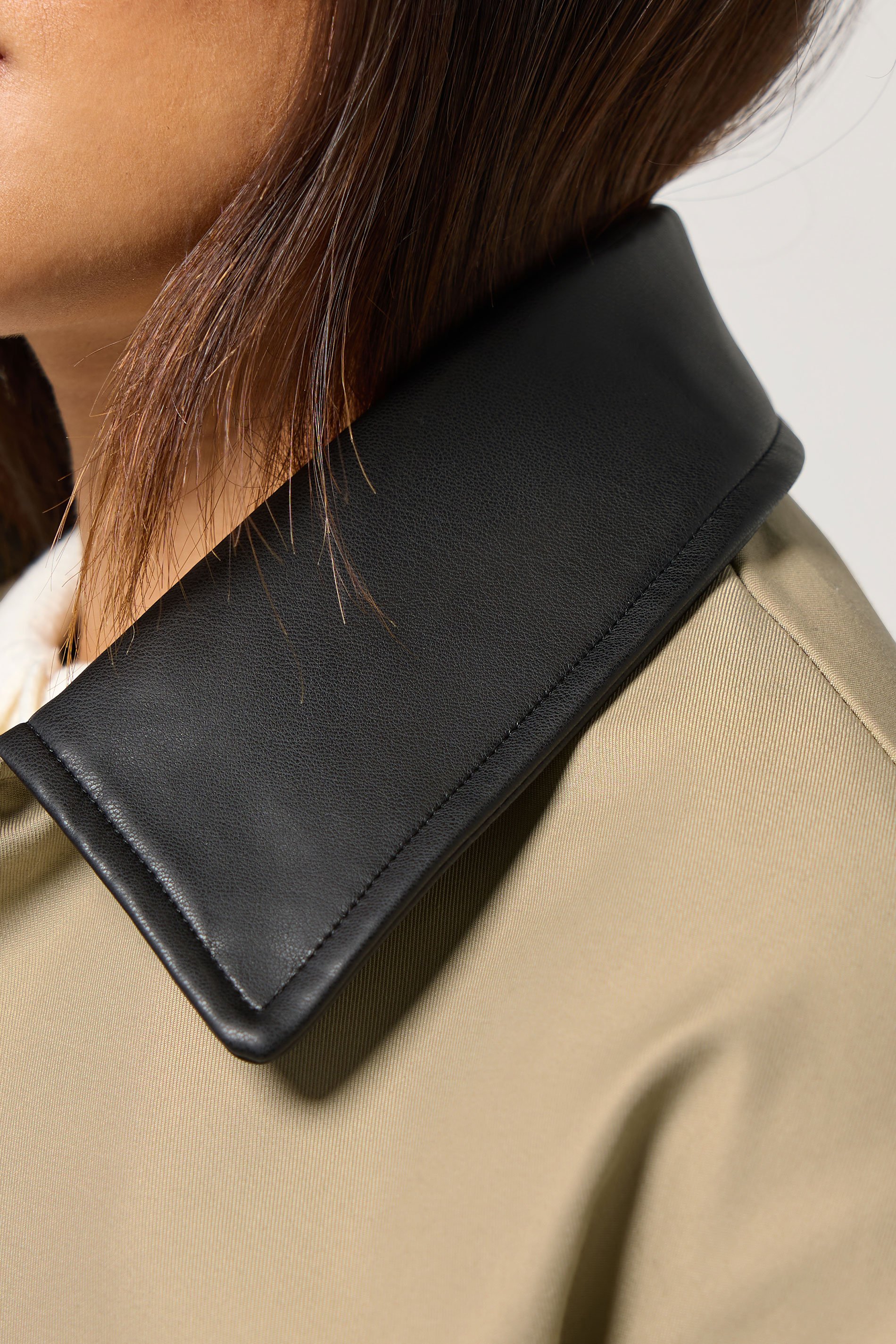 PixieGirl Petite Women's Stone Brown Contrast Collar Car Coat | PixieGirl 5