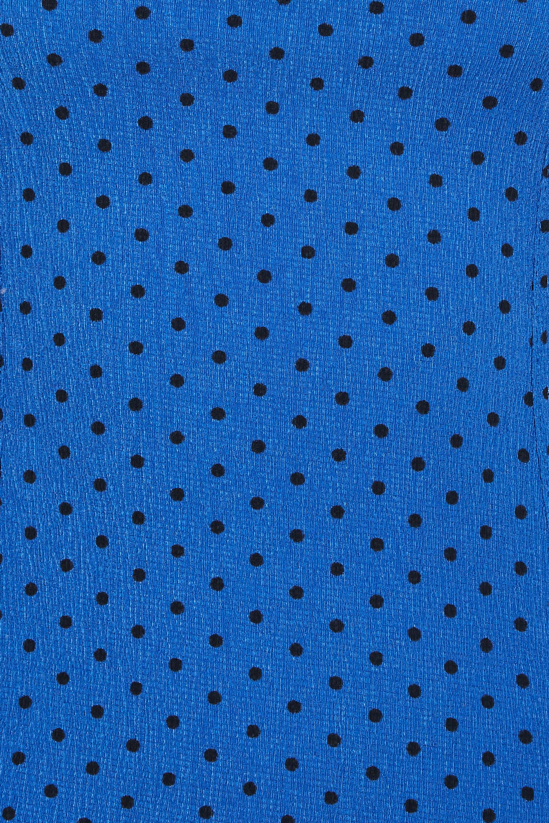 Petite Blue Square Neck Spot Print Long Sleeve Top | PixieGirl  5