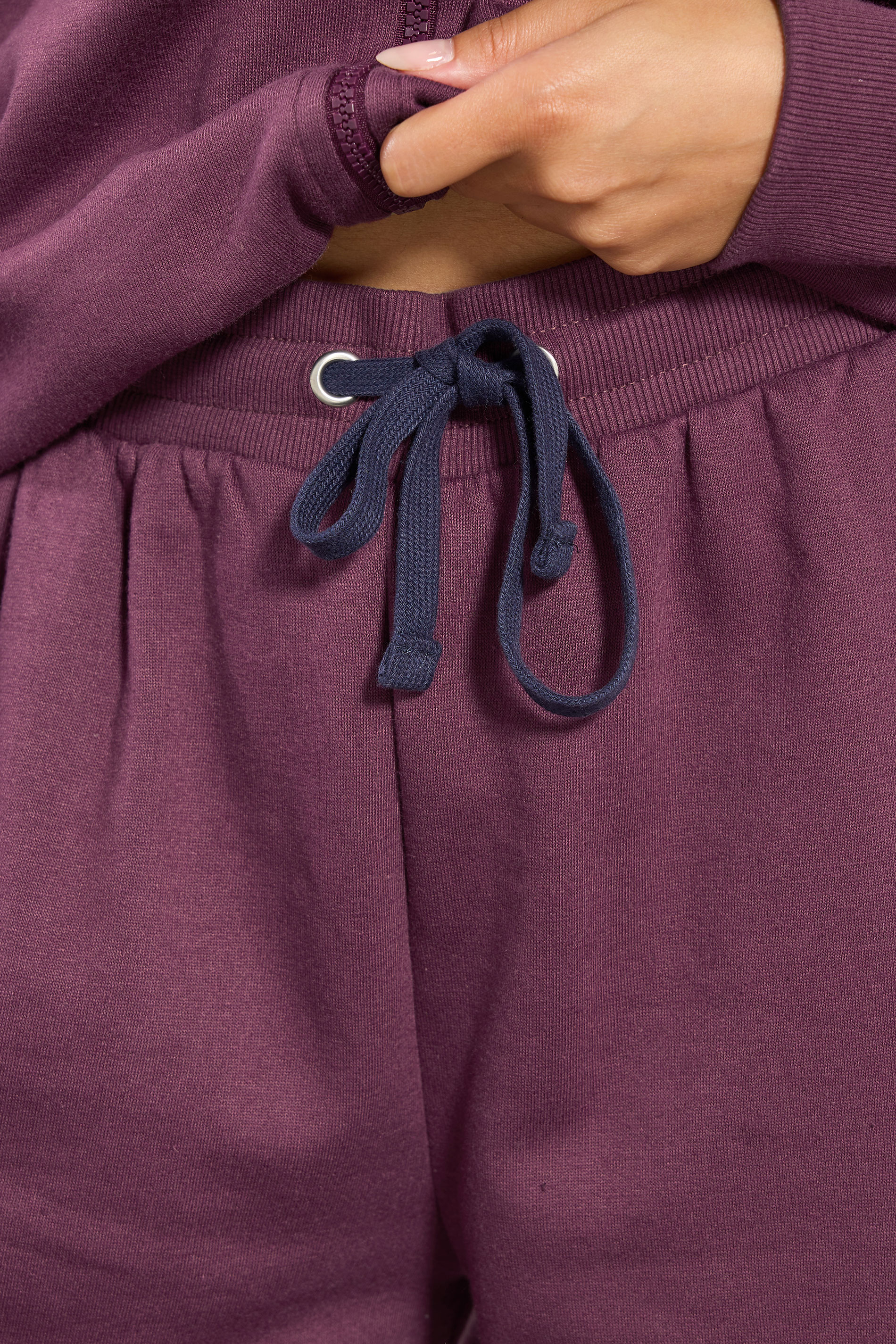 PixieGirl Petite Women's Burgundy Red Stripe Wide Leg Joggers | PixieGirl 5