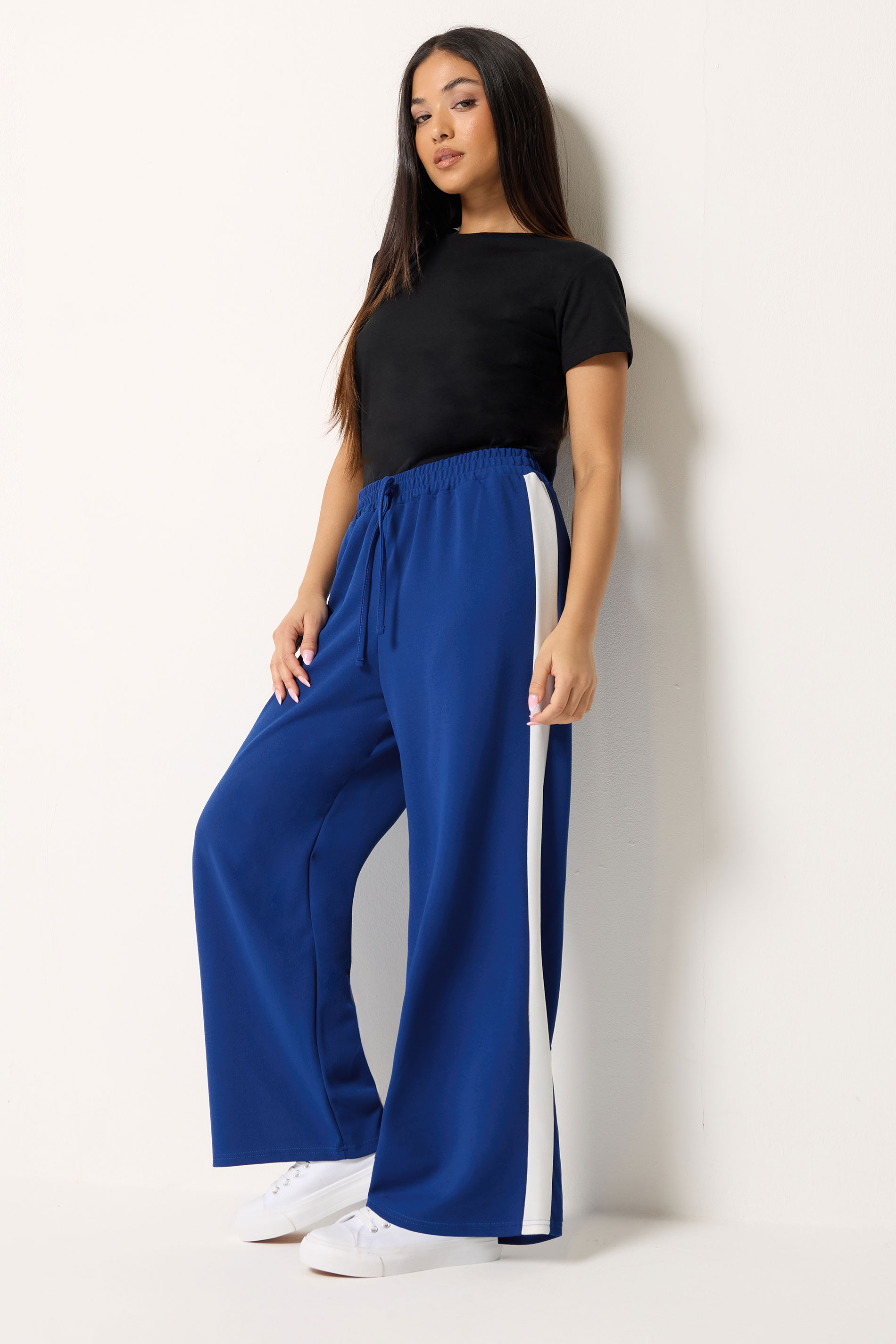 M&Co Petite Blue & White Side Stripe Trousers | M&Co 3