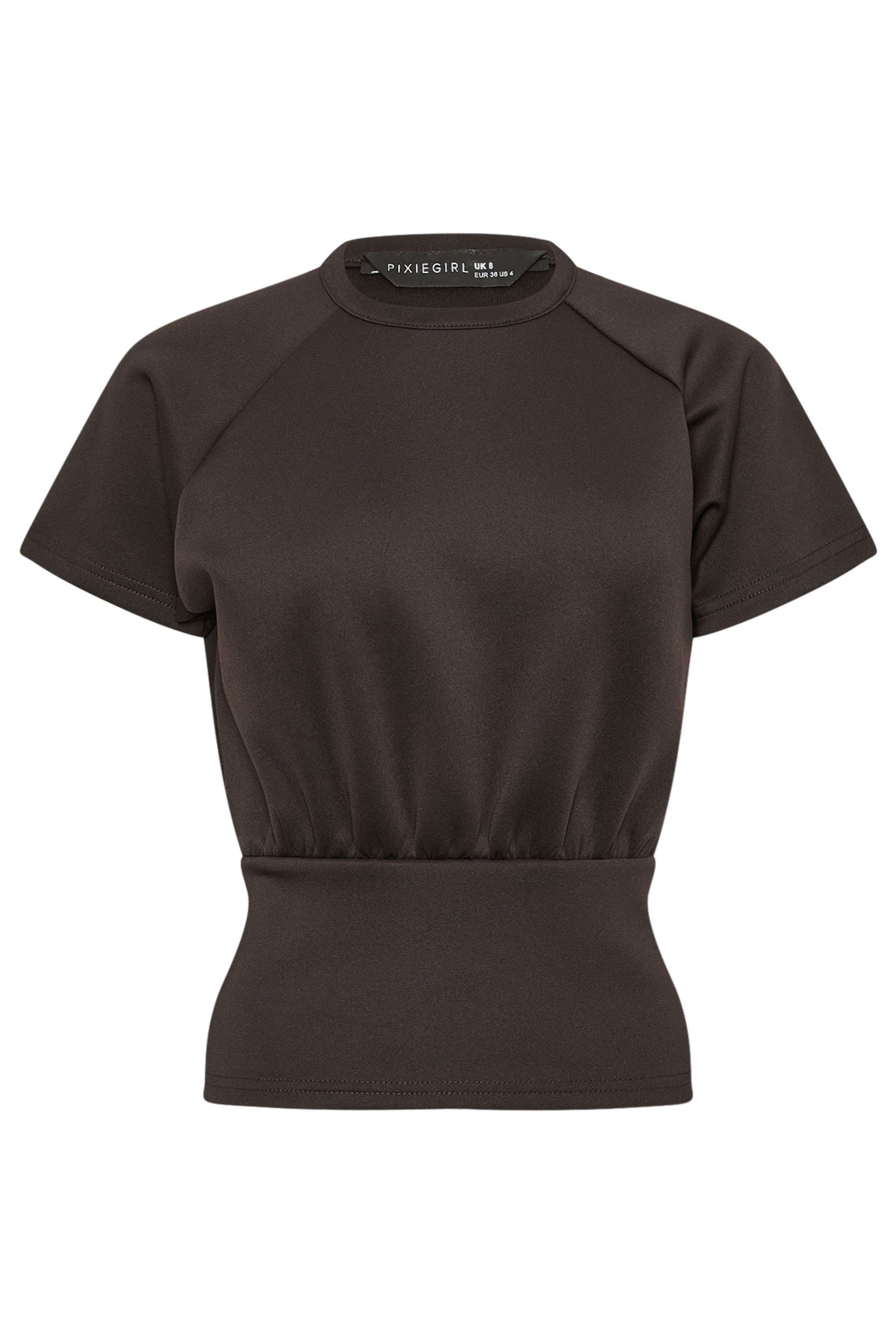 PixieGirl Petite Women's Chocolate Brown Scuba Top | PixieGirl 5
